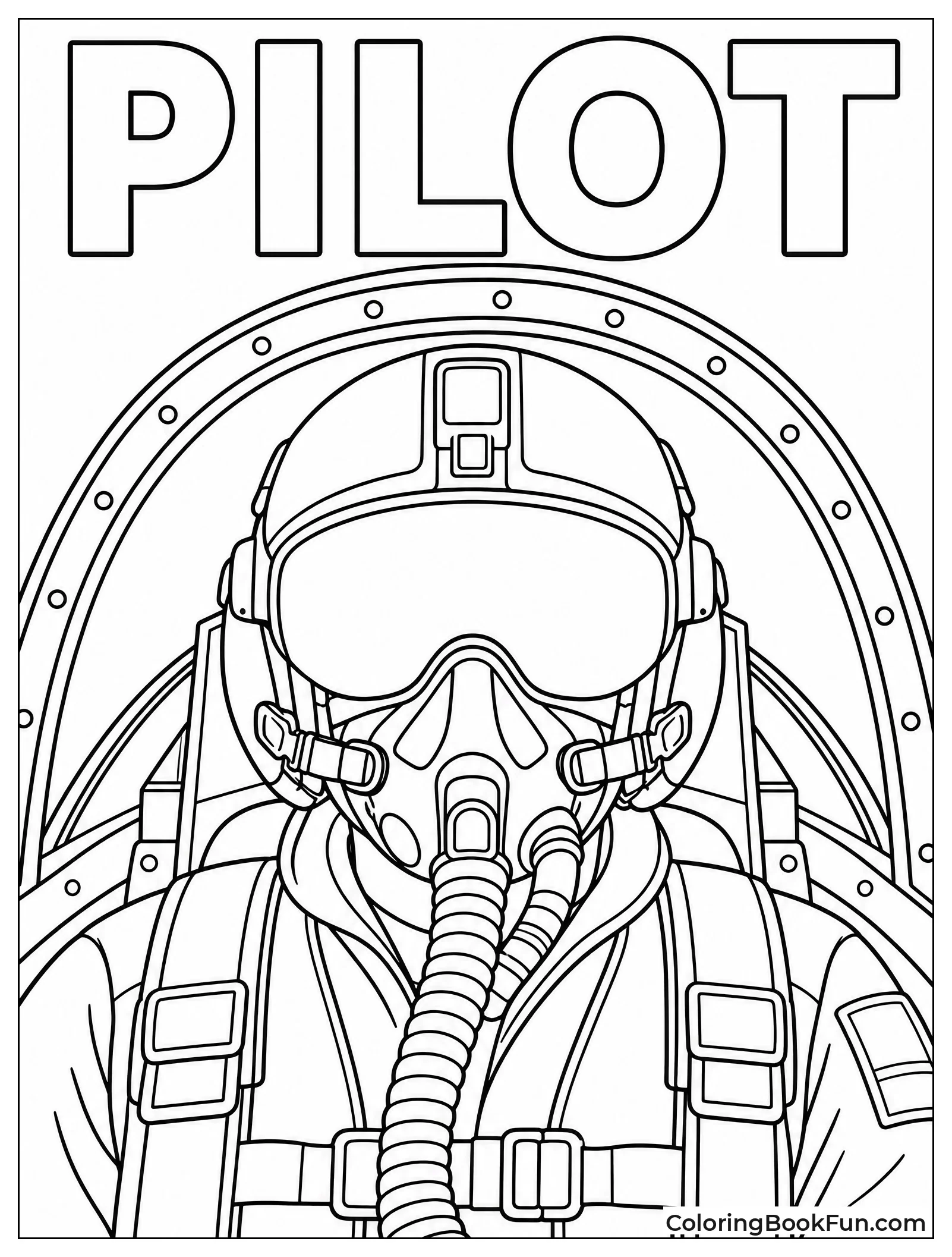 Pilot Wearing Helmet in Cockpit