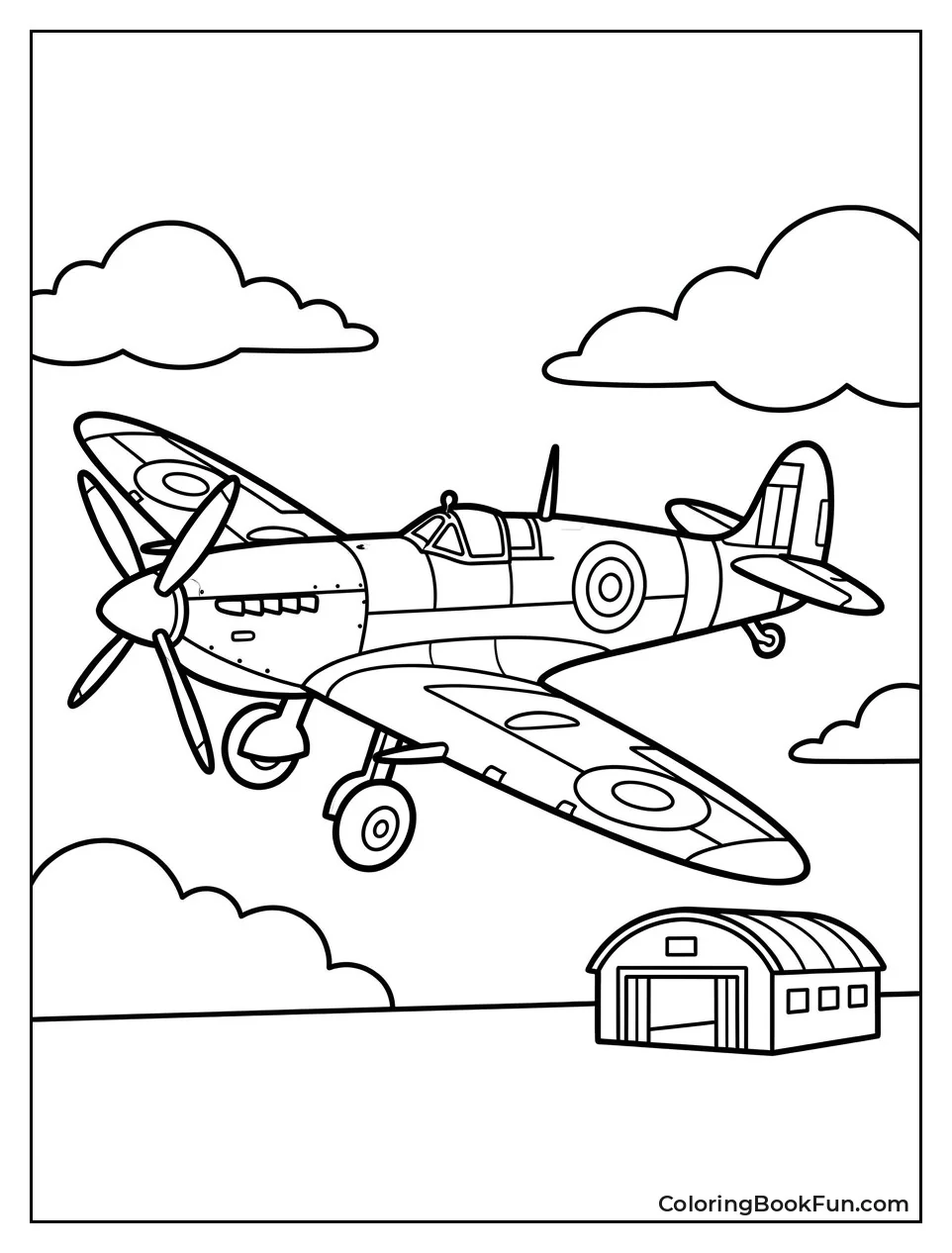 Vintage Propeller Plane in Flight