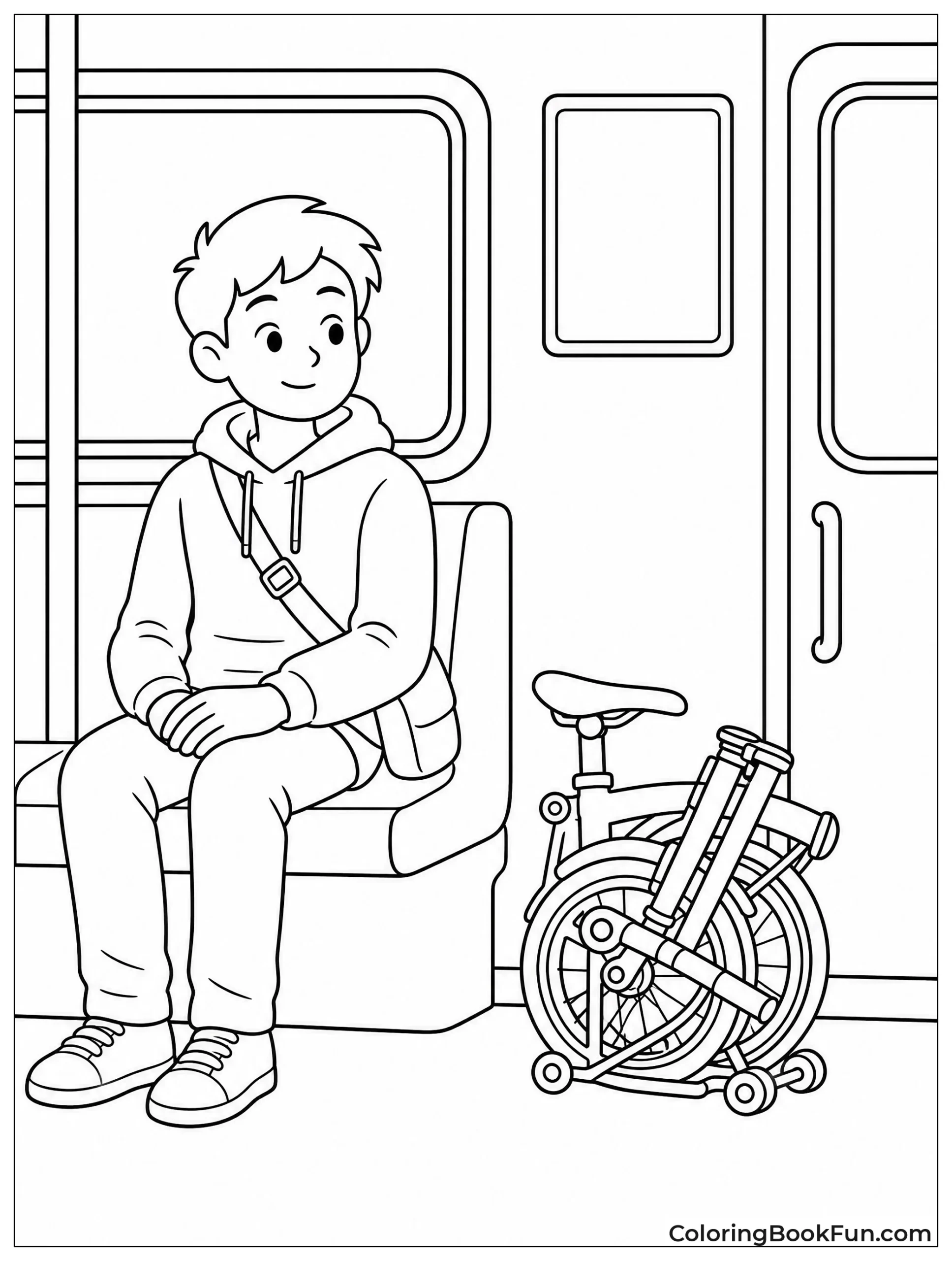 Folded Bike on Subway Train