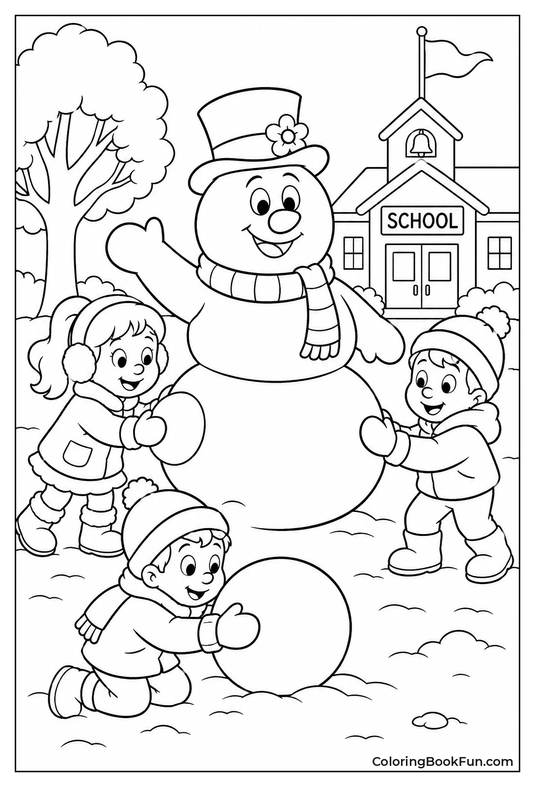 Kids Build Frosty in Schoolyard