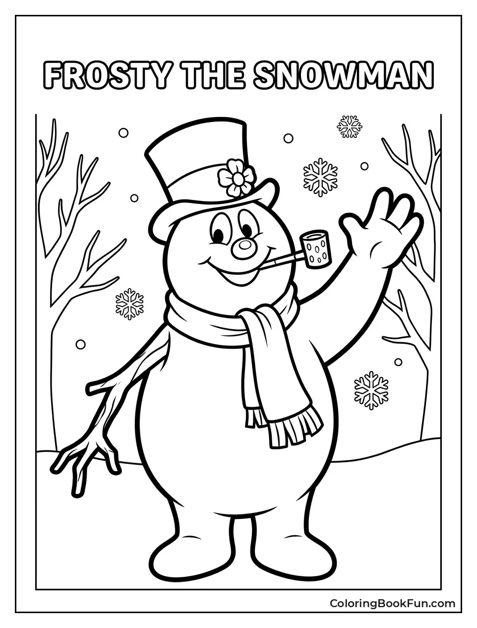 Cheerful Frosty Holds His Pipe