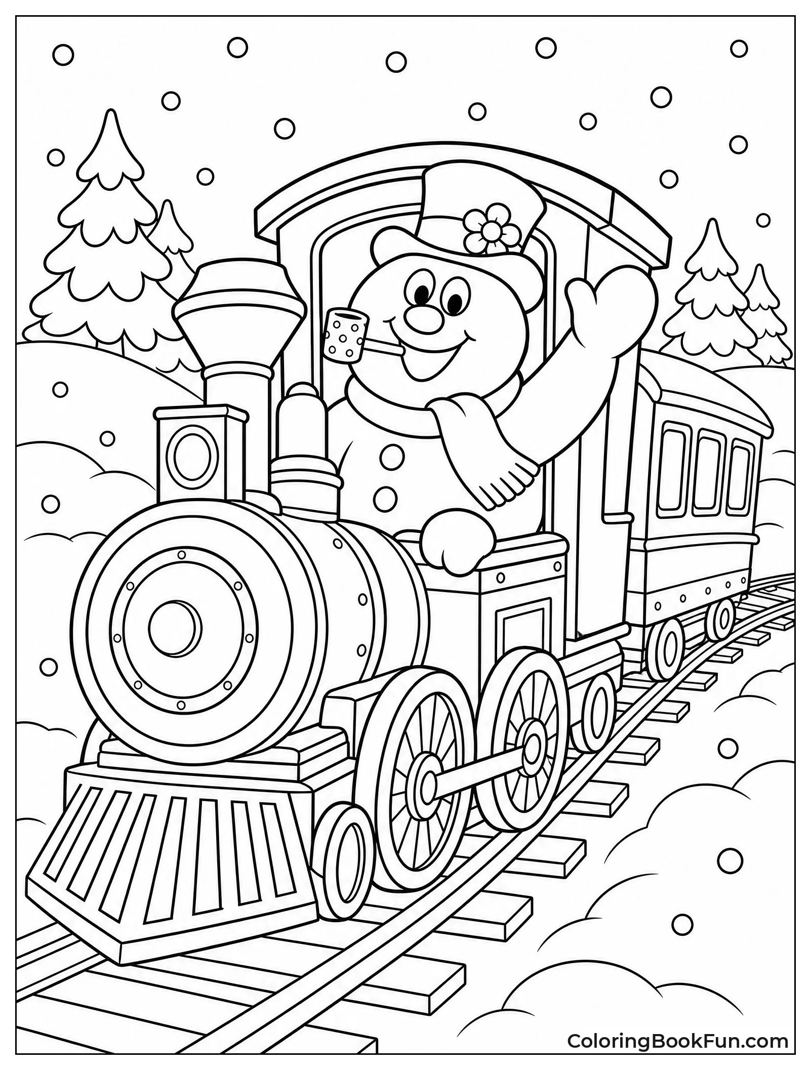 Frosty Rides Train Through Snow
