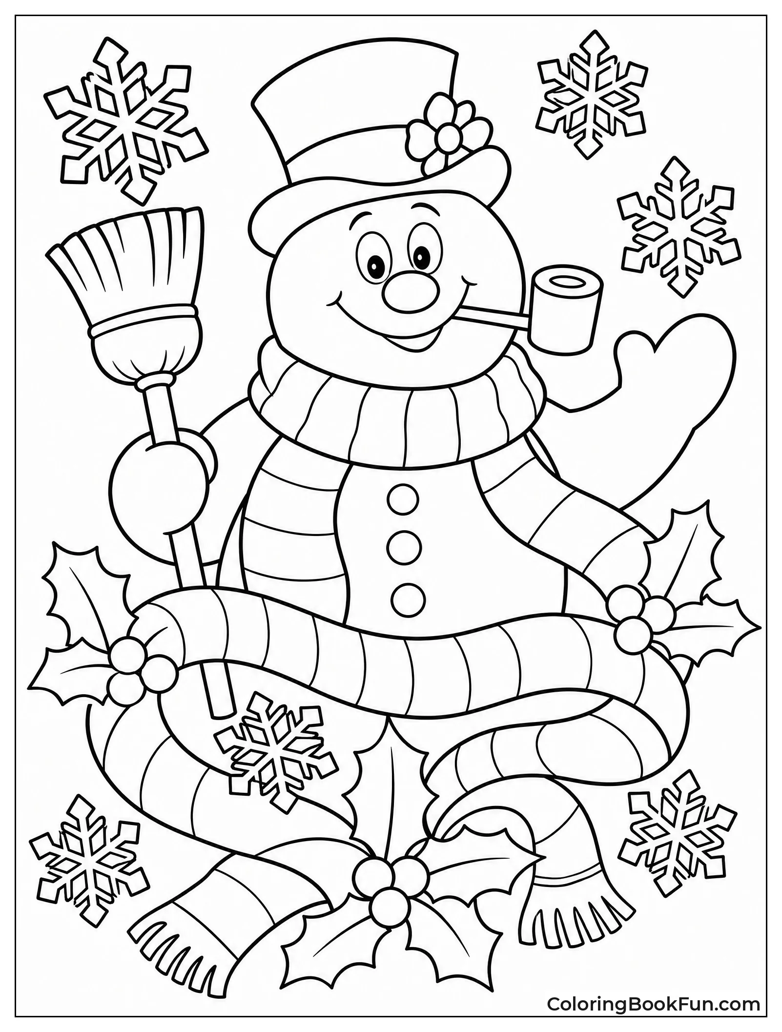 Frosty's Scarf Twirls with Snowflakes