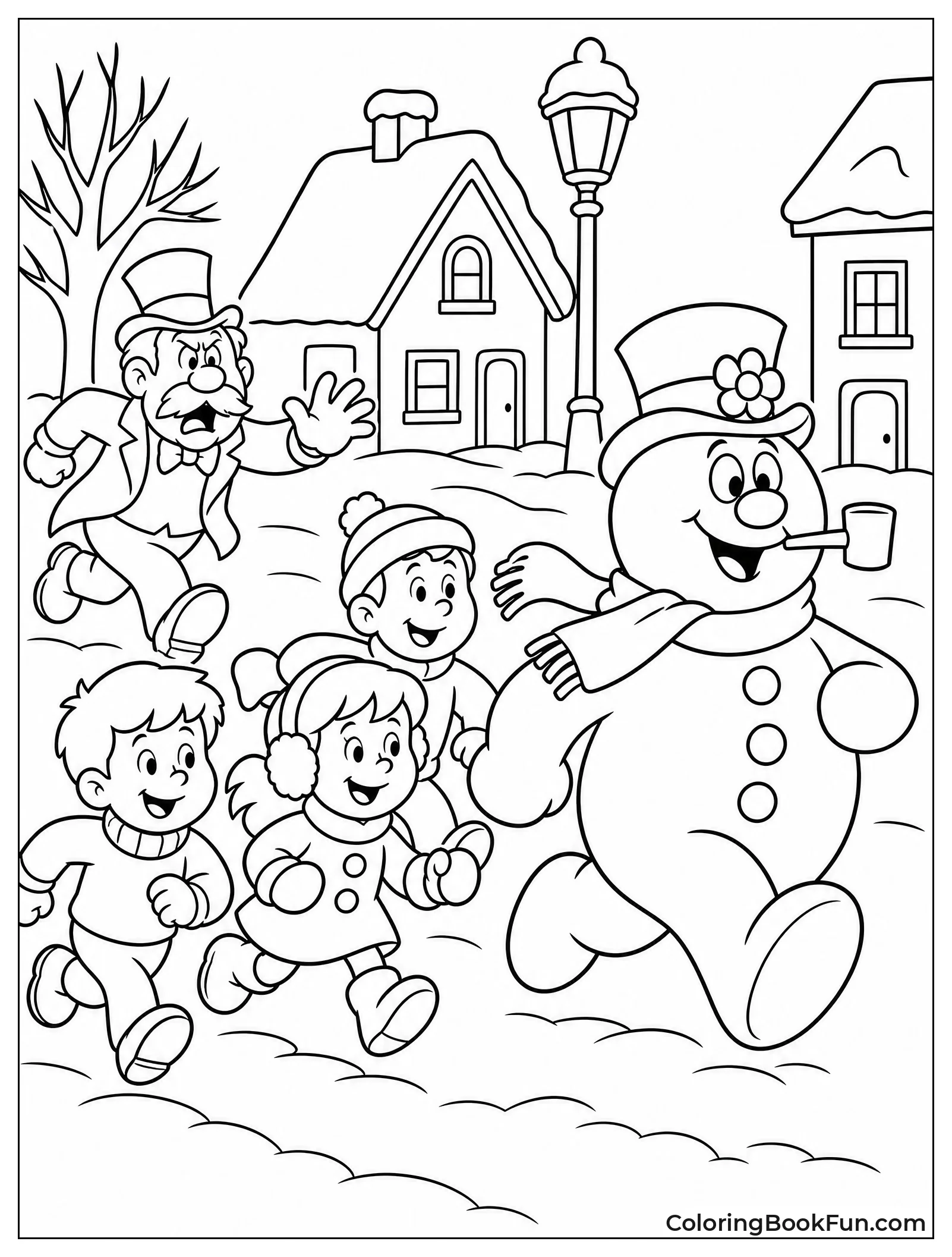 Hinkle Chases Frosty Through Snowy Town