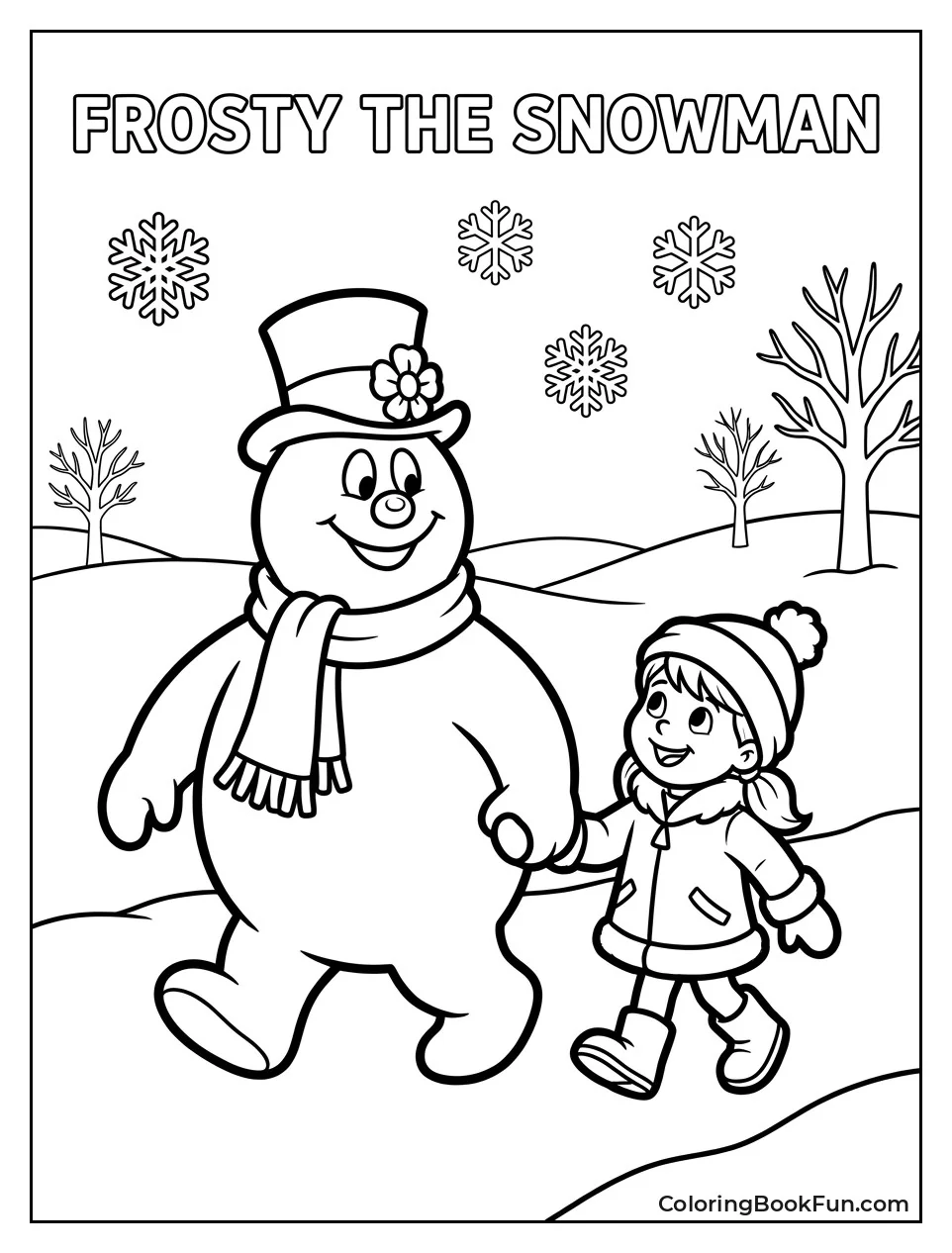 Karen Holds Frosty's Hand in Snow