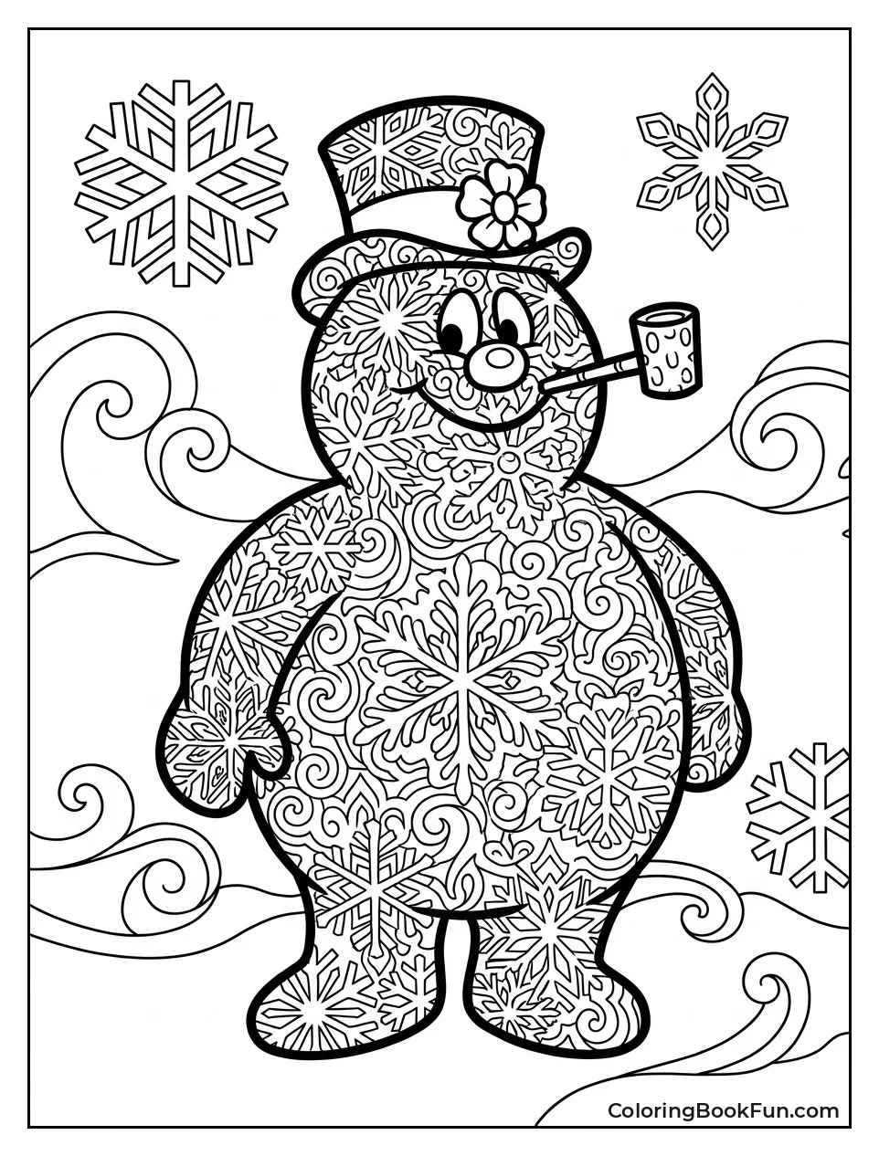 Frosty Silhouette Filled with Snowflakes