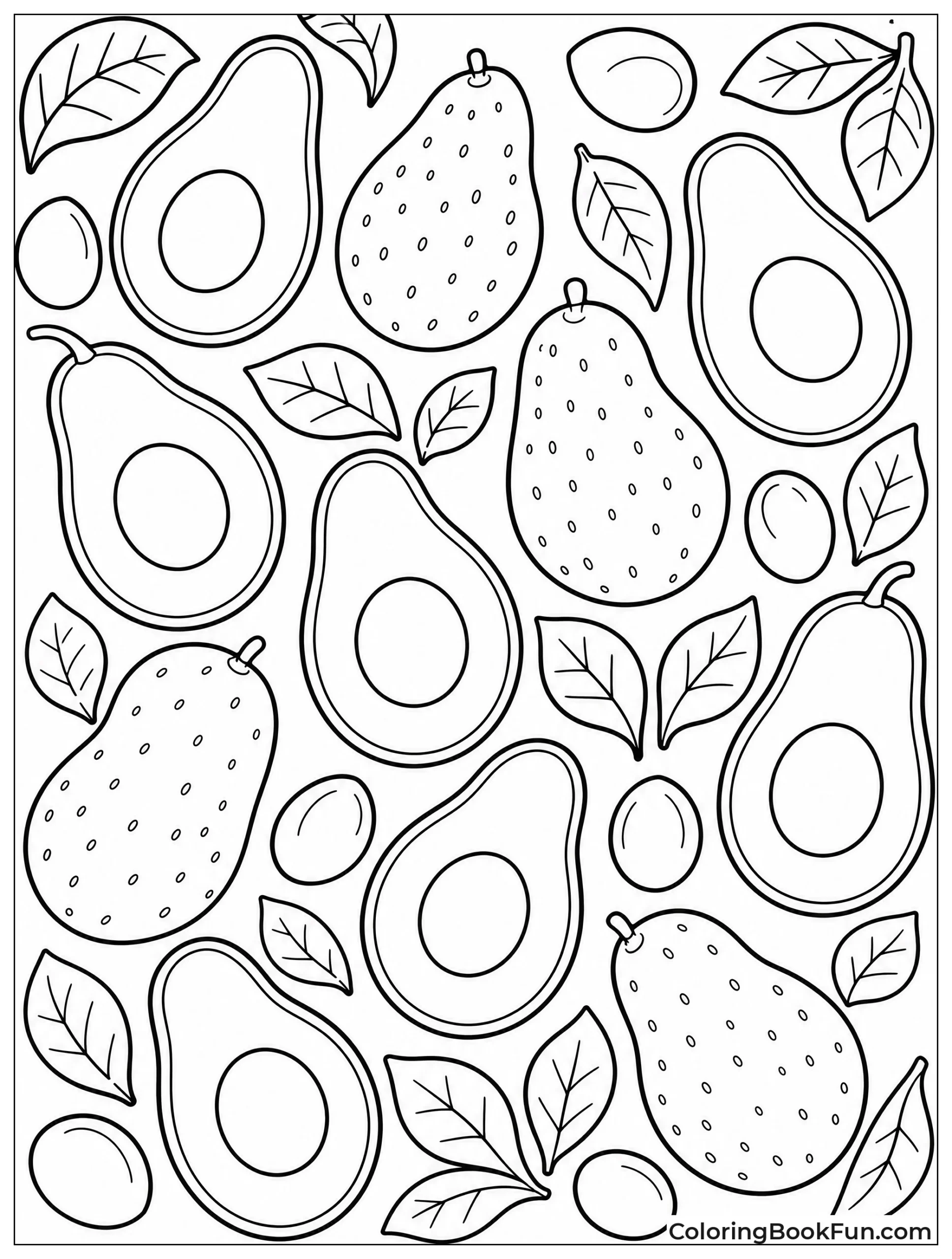 Pattern of Avocados and Leaves