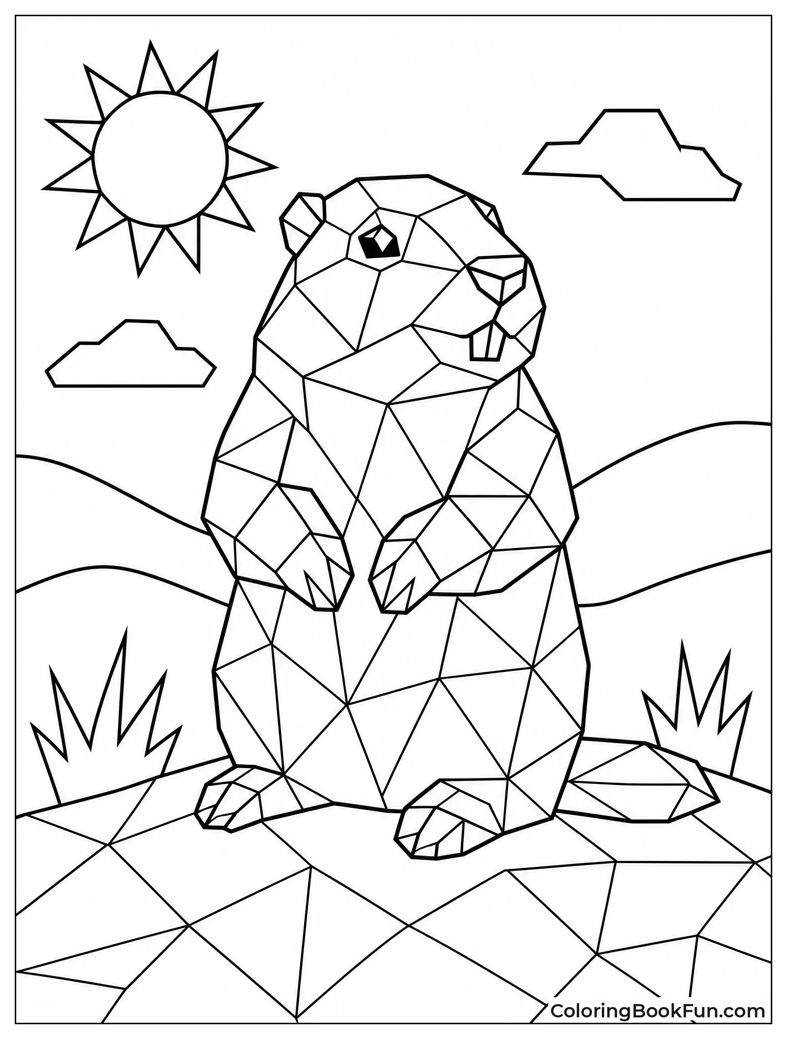 Geometric Groundhog Made of Shapes