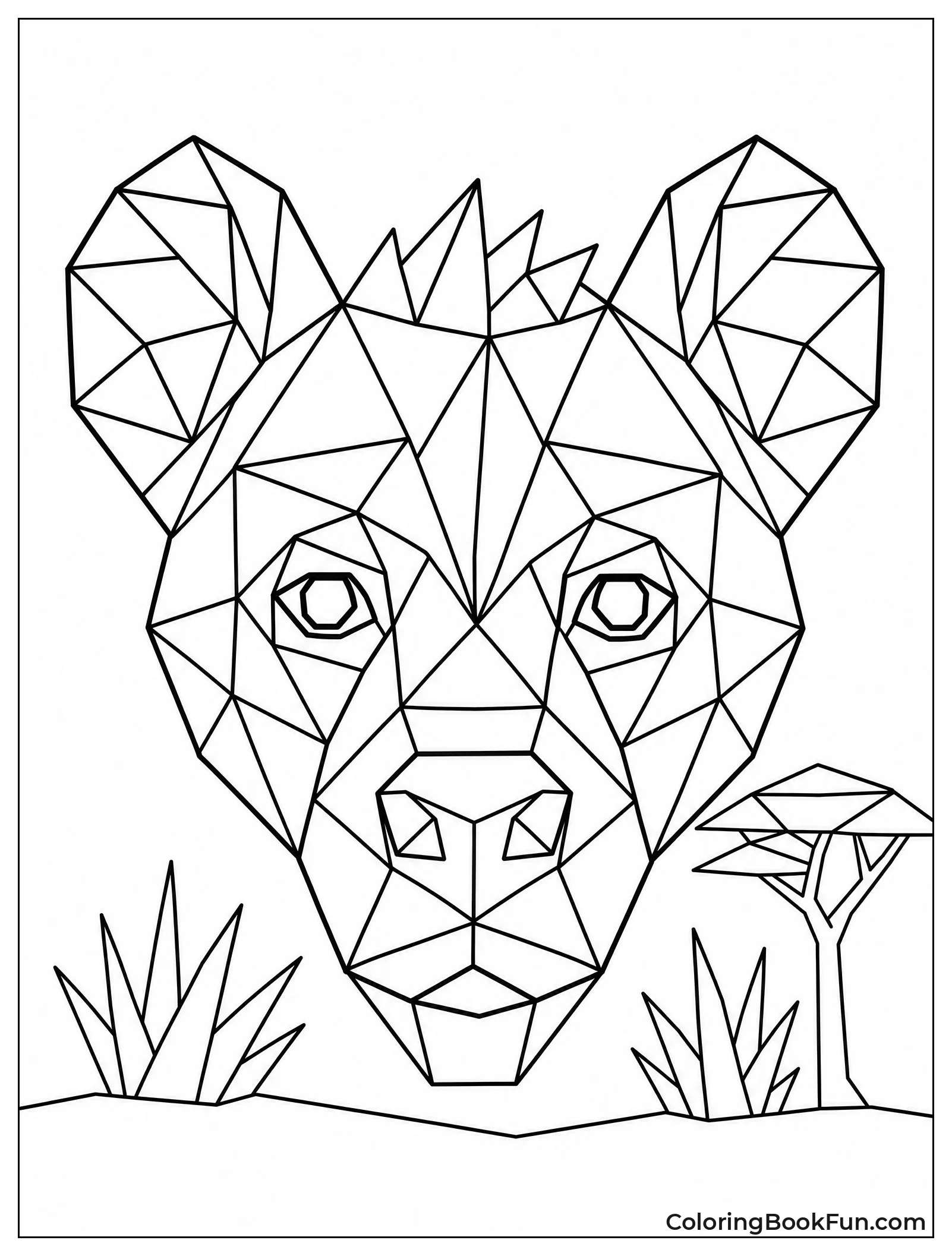 Hyena Face Made of Shapes