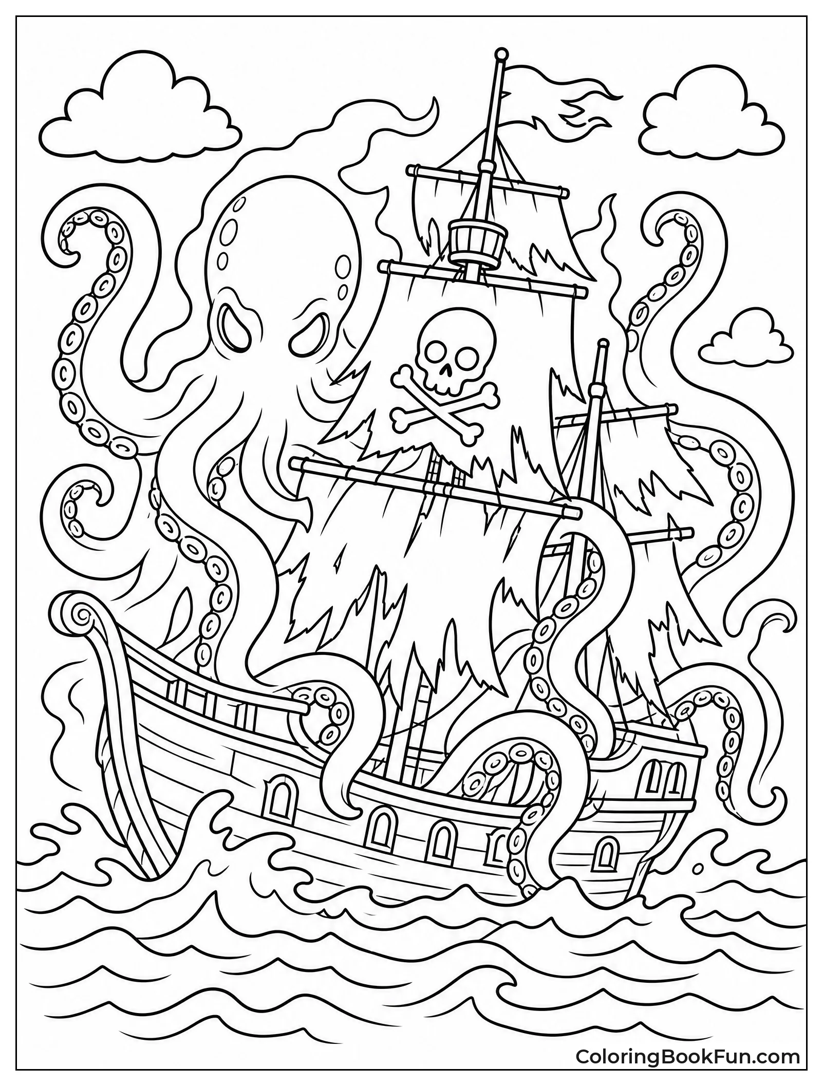 Ghost Kraken Haunting a Ship