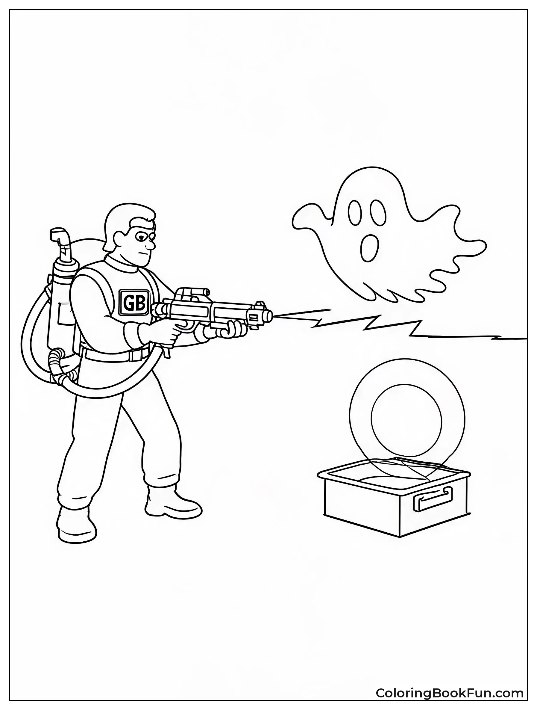 Ghostbuster Aiming Near Open Ghost Trap