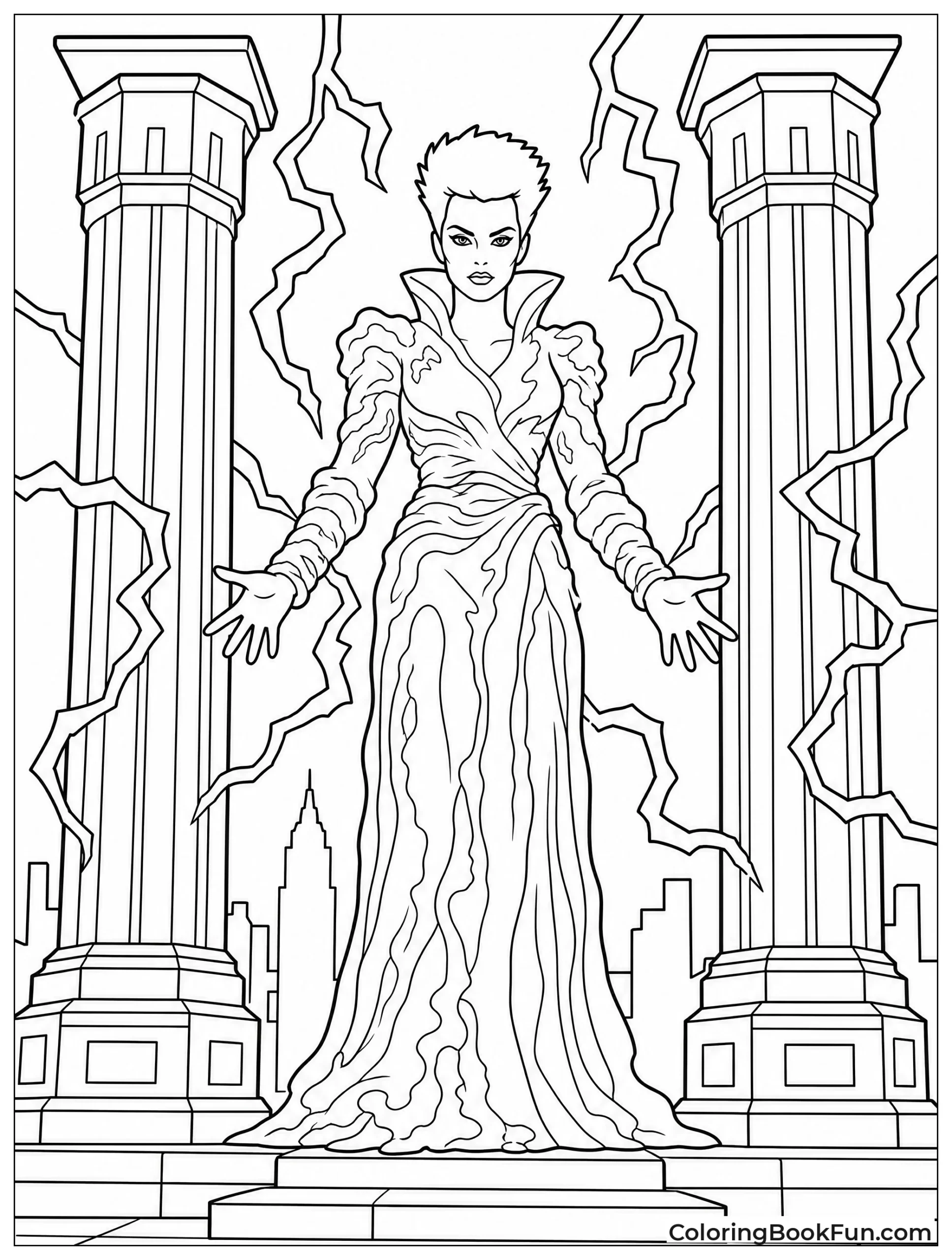 Gozer Standing on Rooftop with Lightning