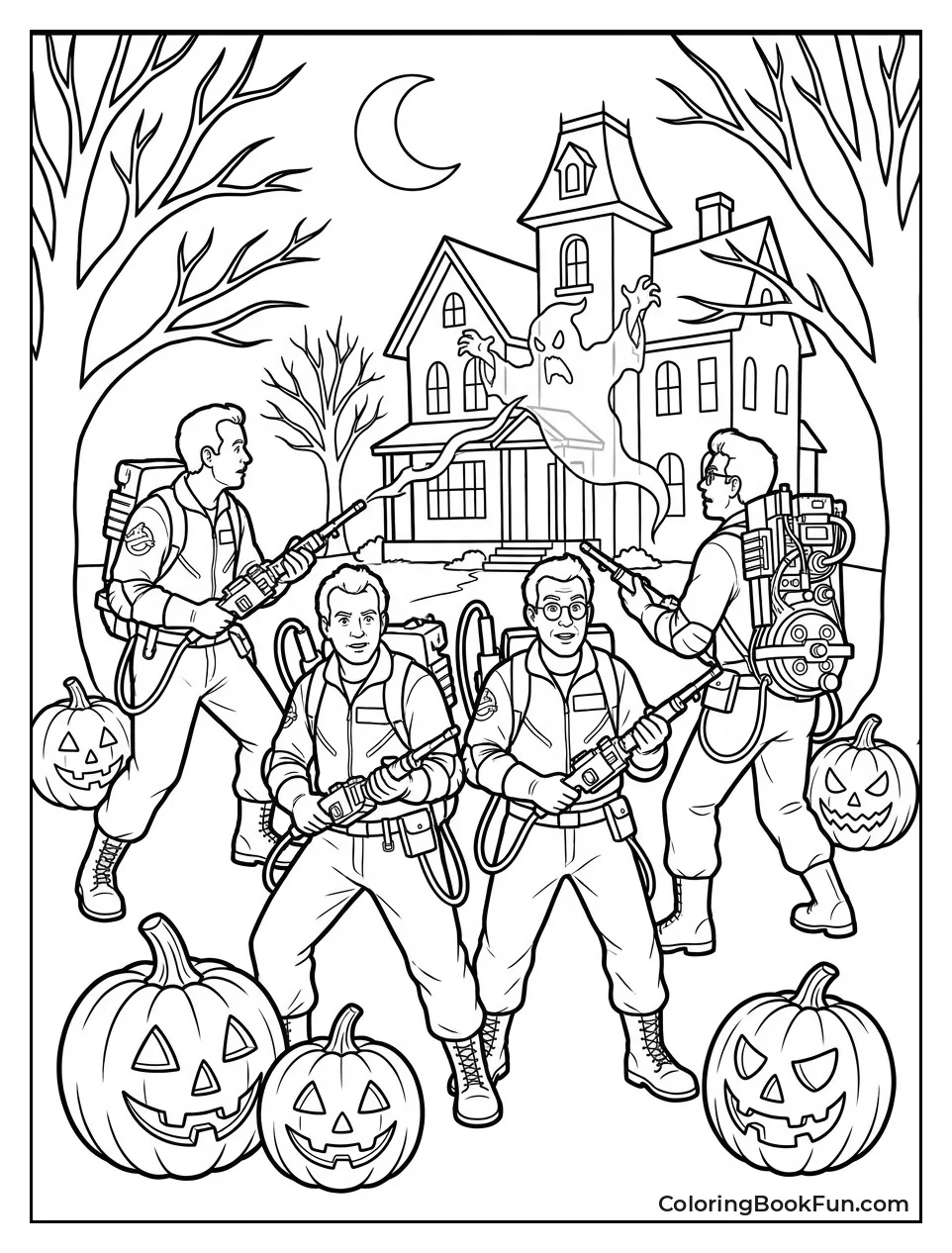 Ghostbusters Hunting Ghosts on Halloween Night