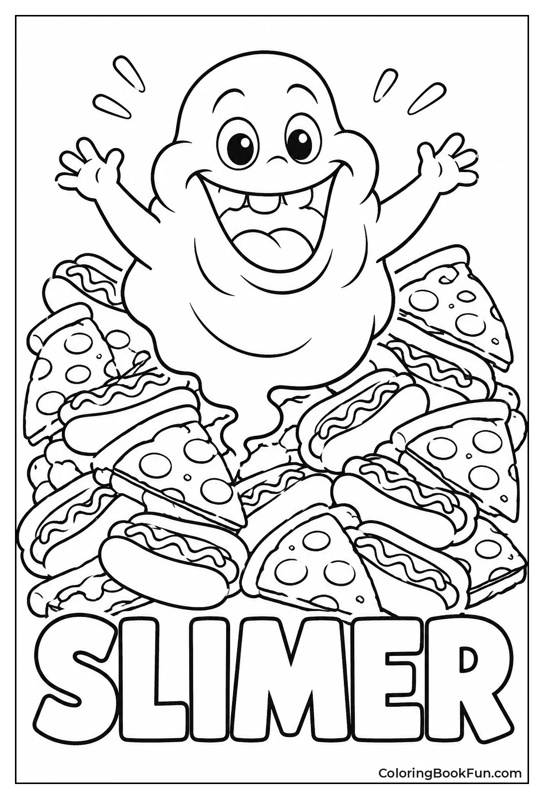 Slimer Floating by Pile of Food