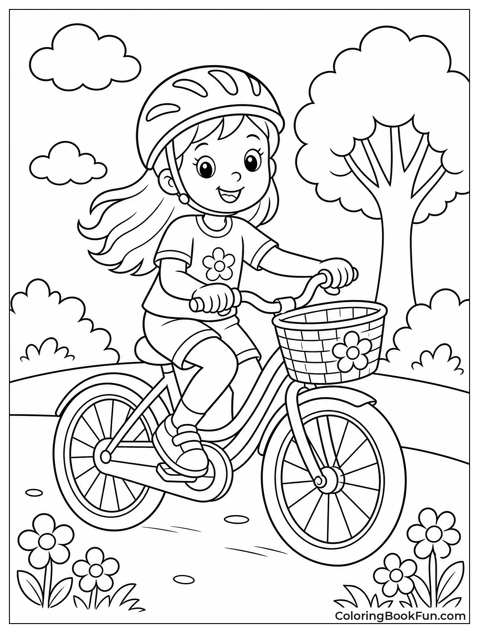 Girl Pedaling Her Bicycle