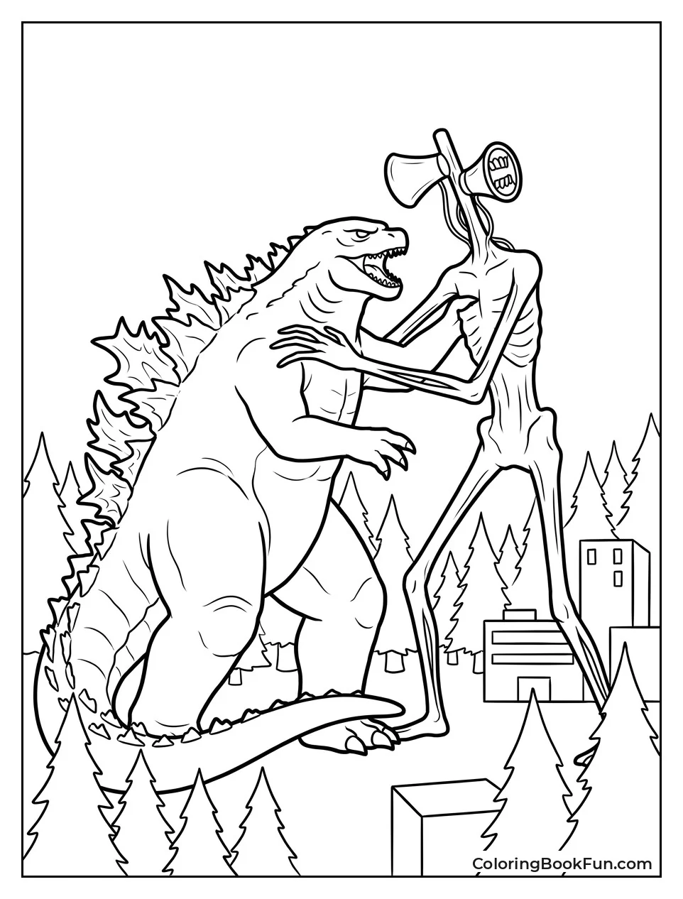 Godzilla Battling Siren Head