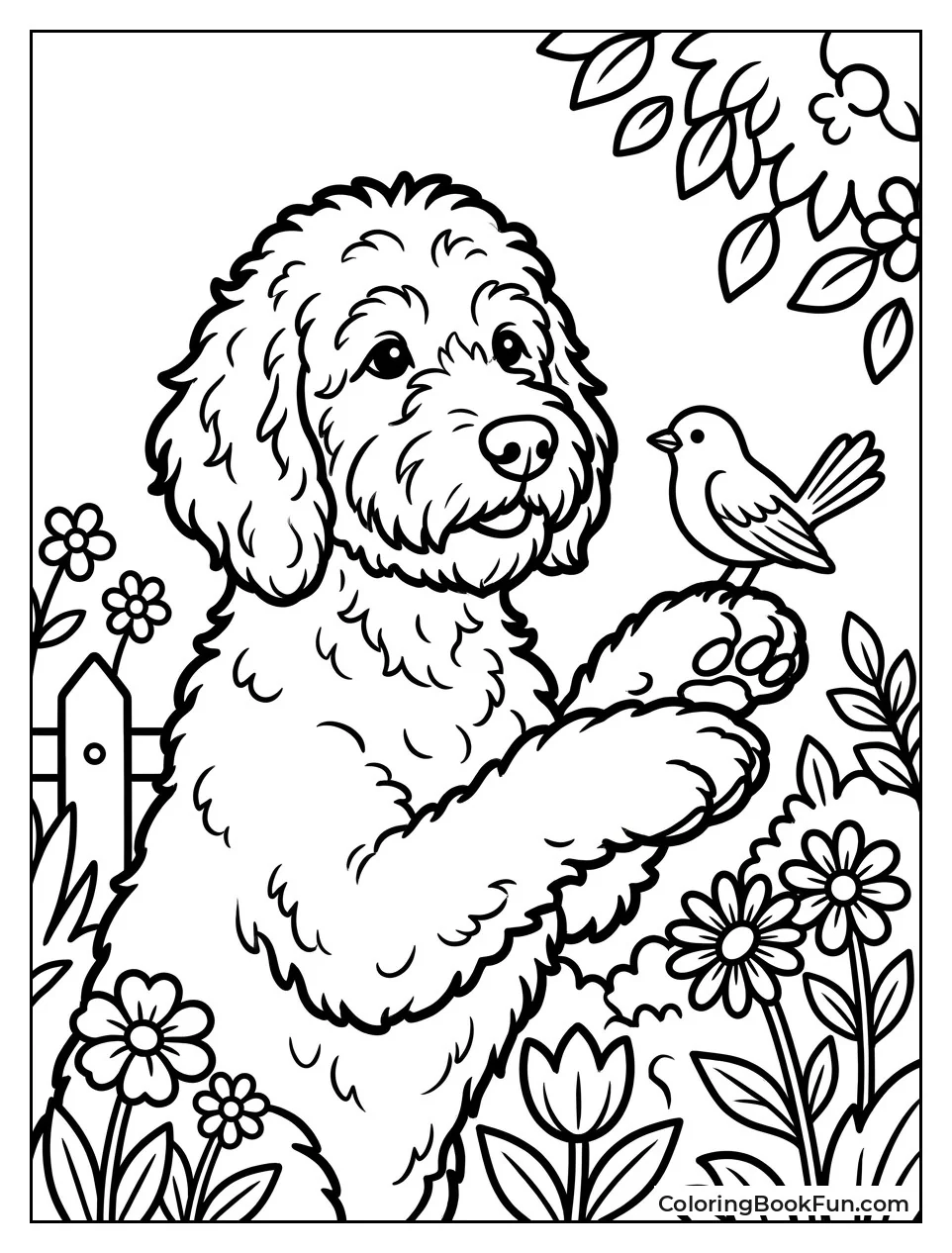 Dog Meets Bird on Its Paw