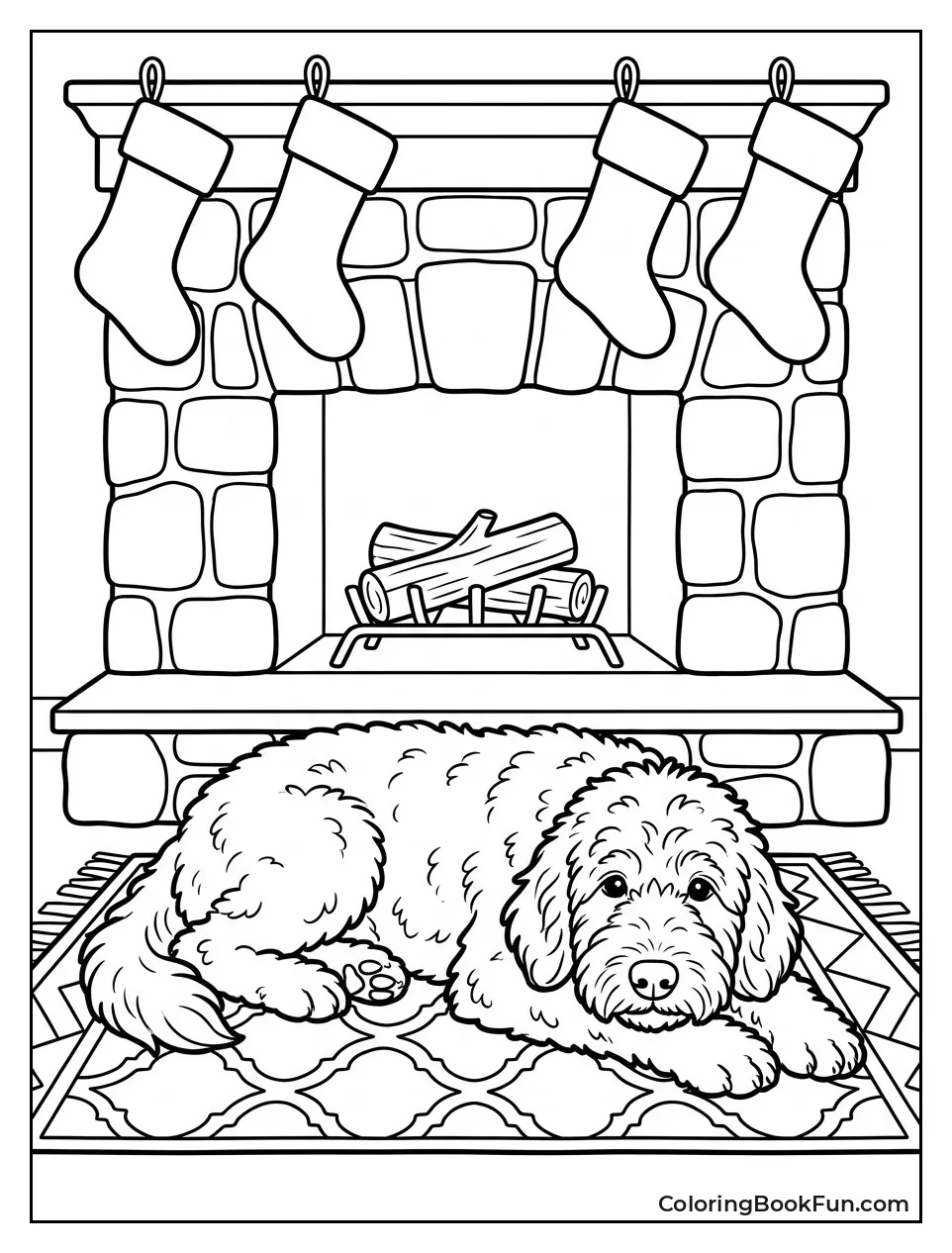 Dog Naps by Warm Fireplace