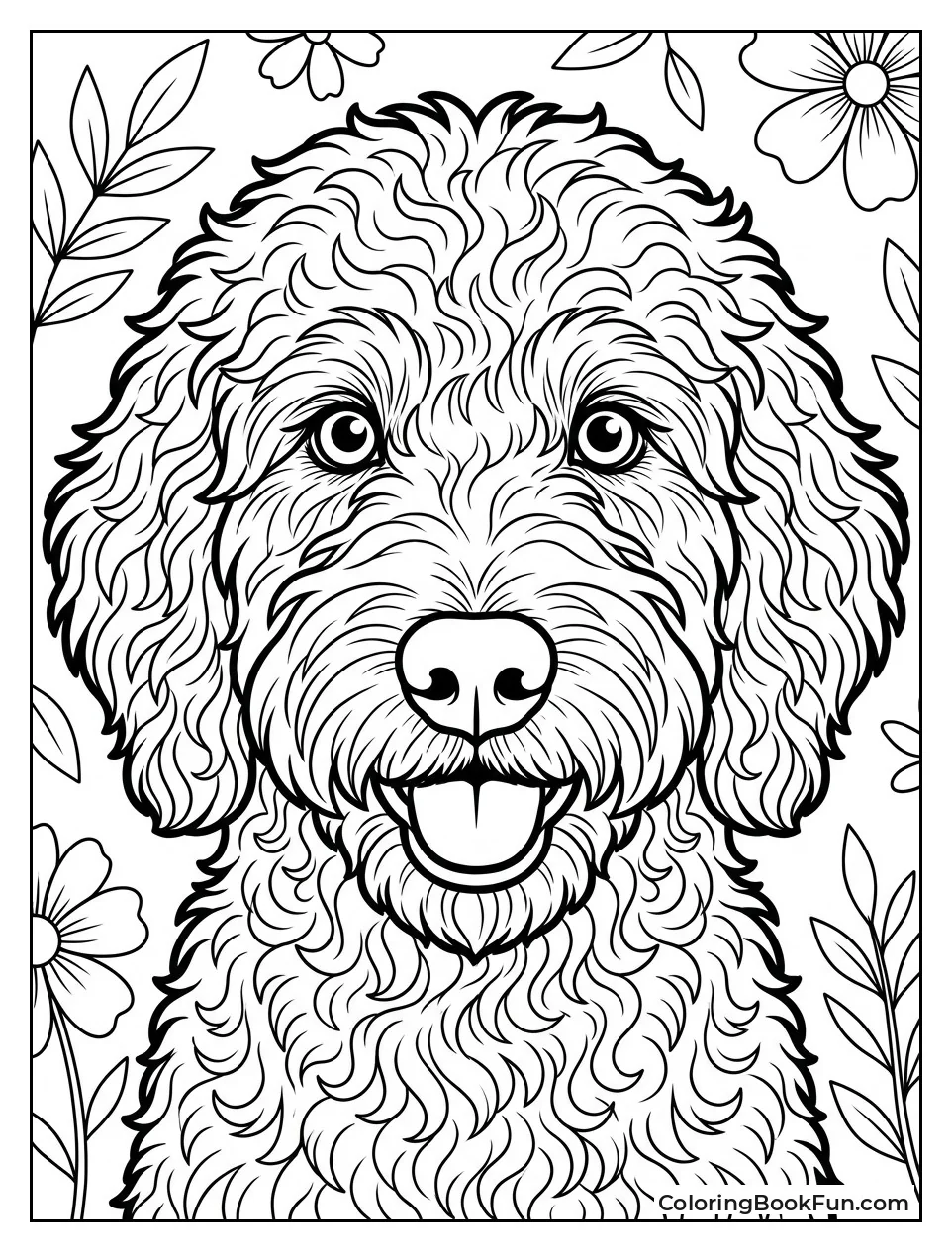 Close-up of Smiling Goldendoodle Face