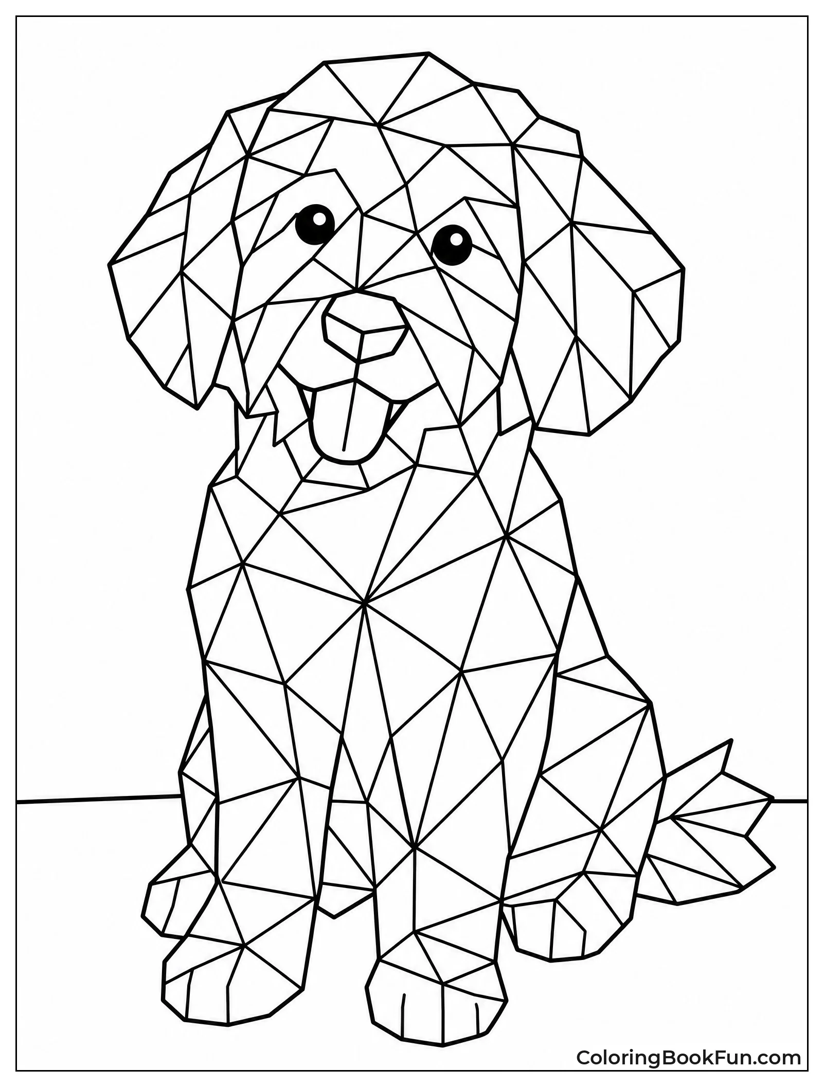 Geometric Goldendoodle Made of Shapes