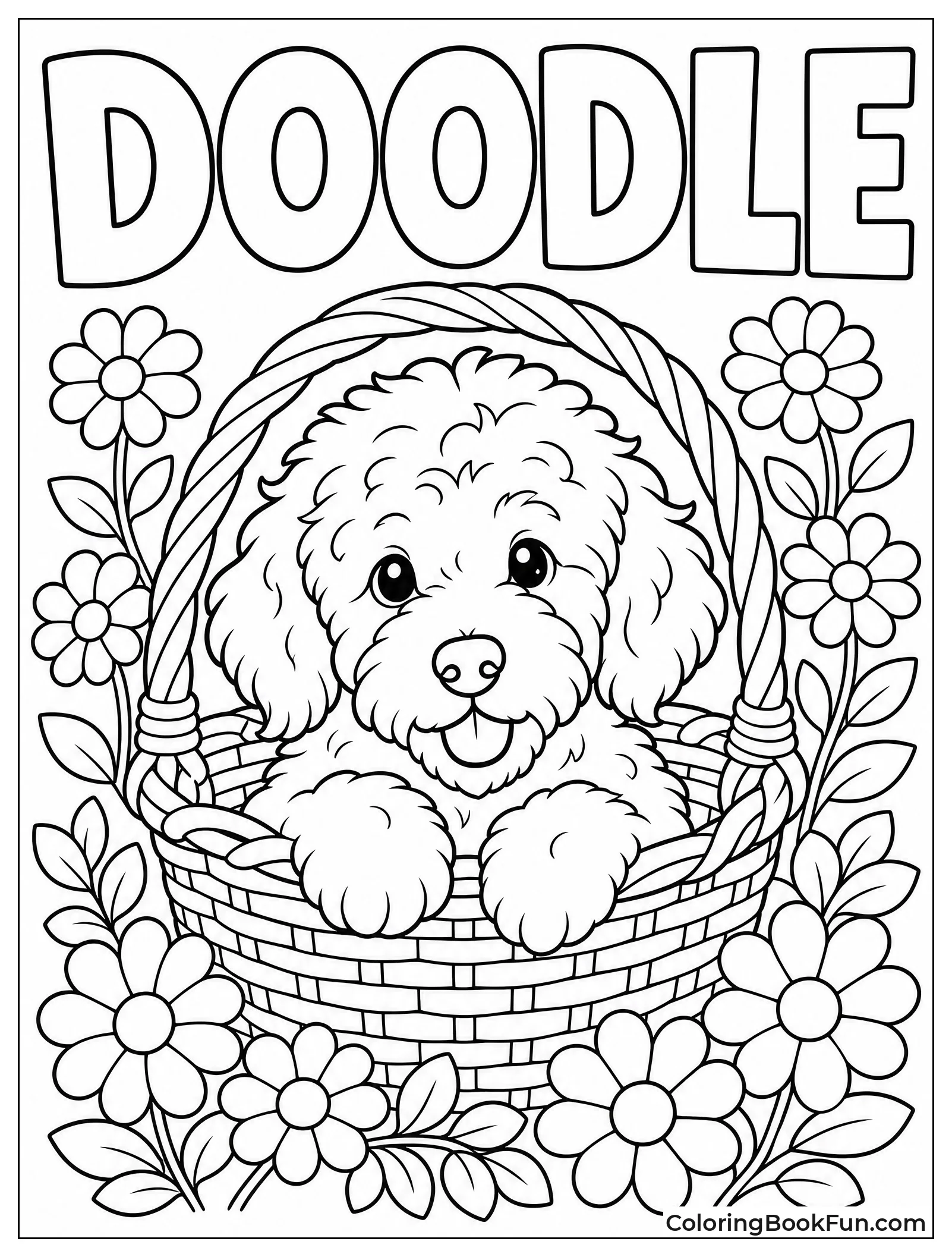 Puppy Rests in Flower Basket