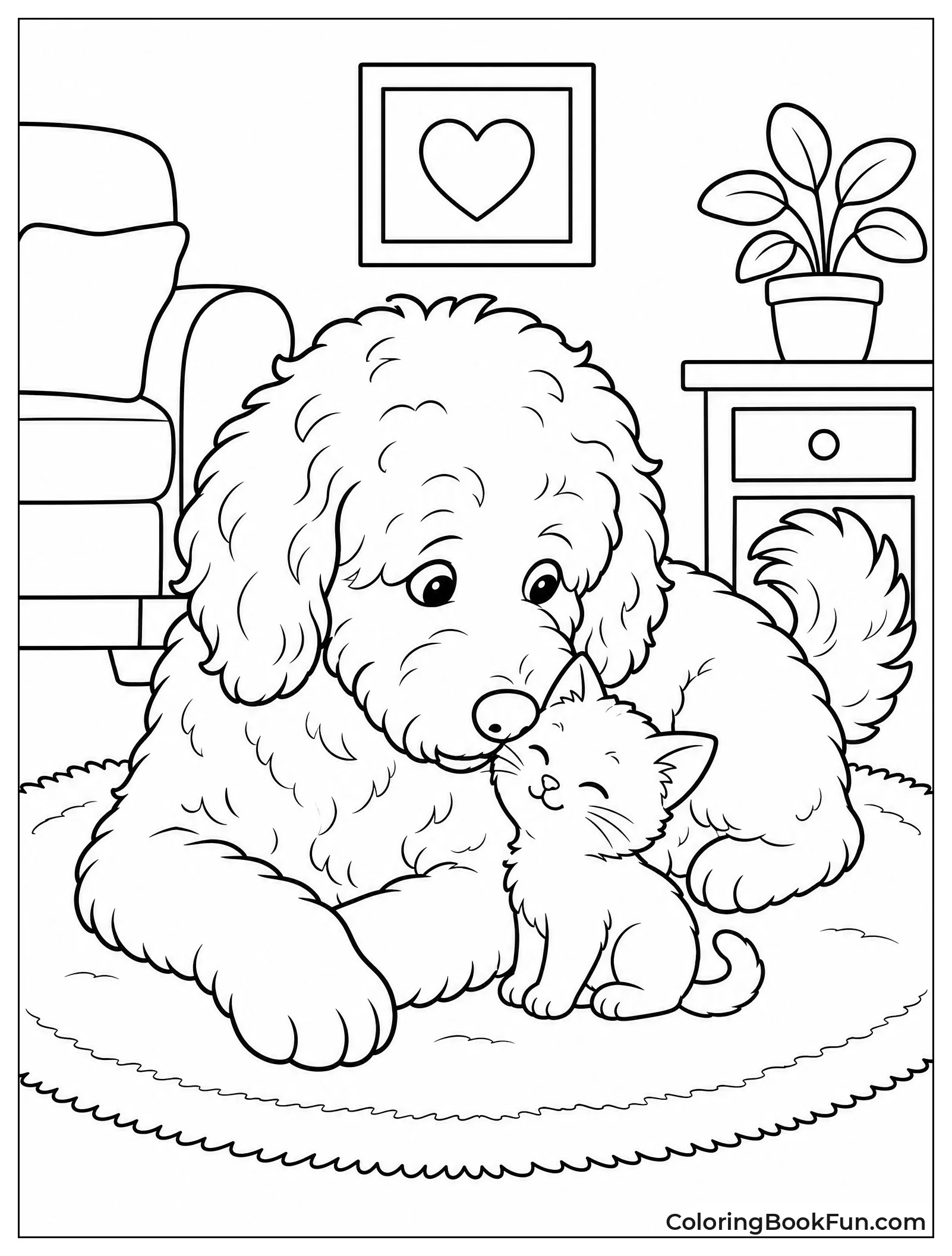 Goldendoodle Nuzzles Tiny Kitten
