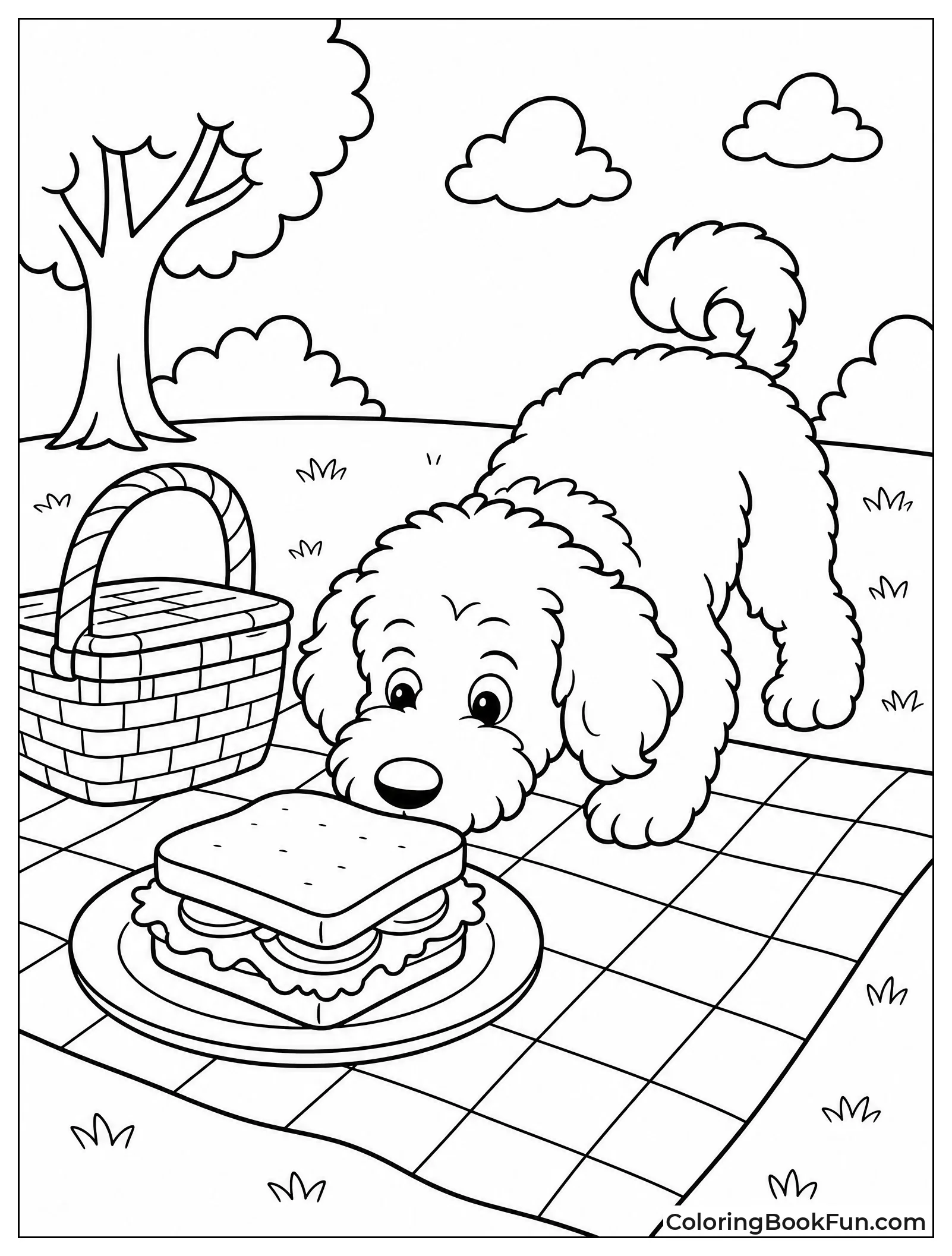 Sneaky Dog Sniffs Picnic Sandwich