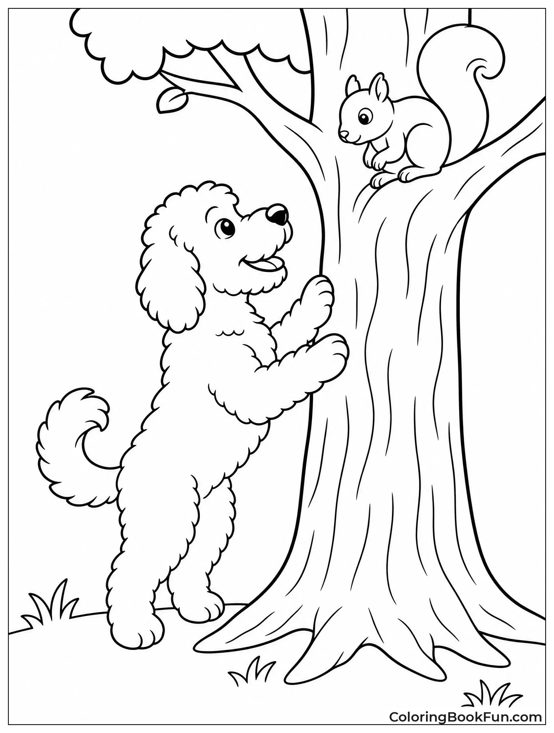 Dog Stands Tall to See Squirrel