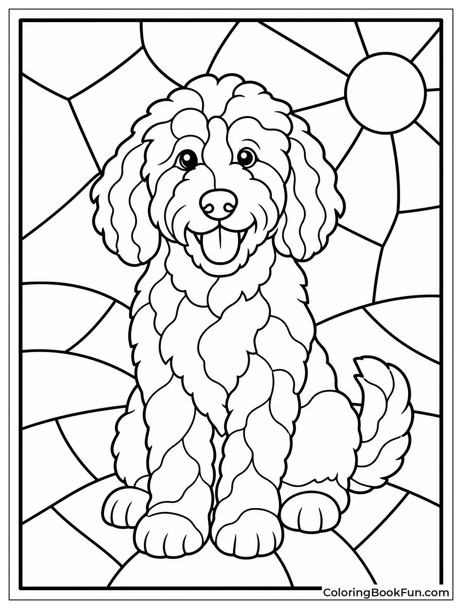 Goldendoodle in Stained Glass Style