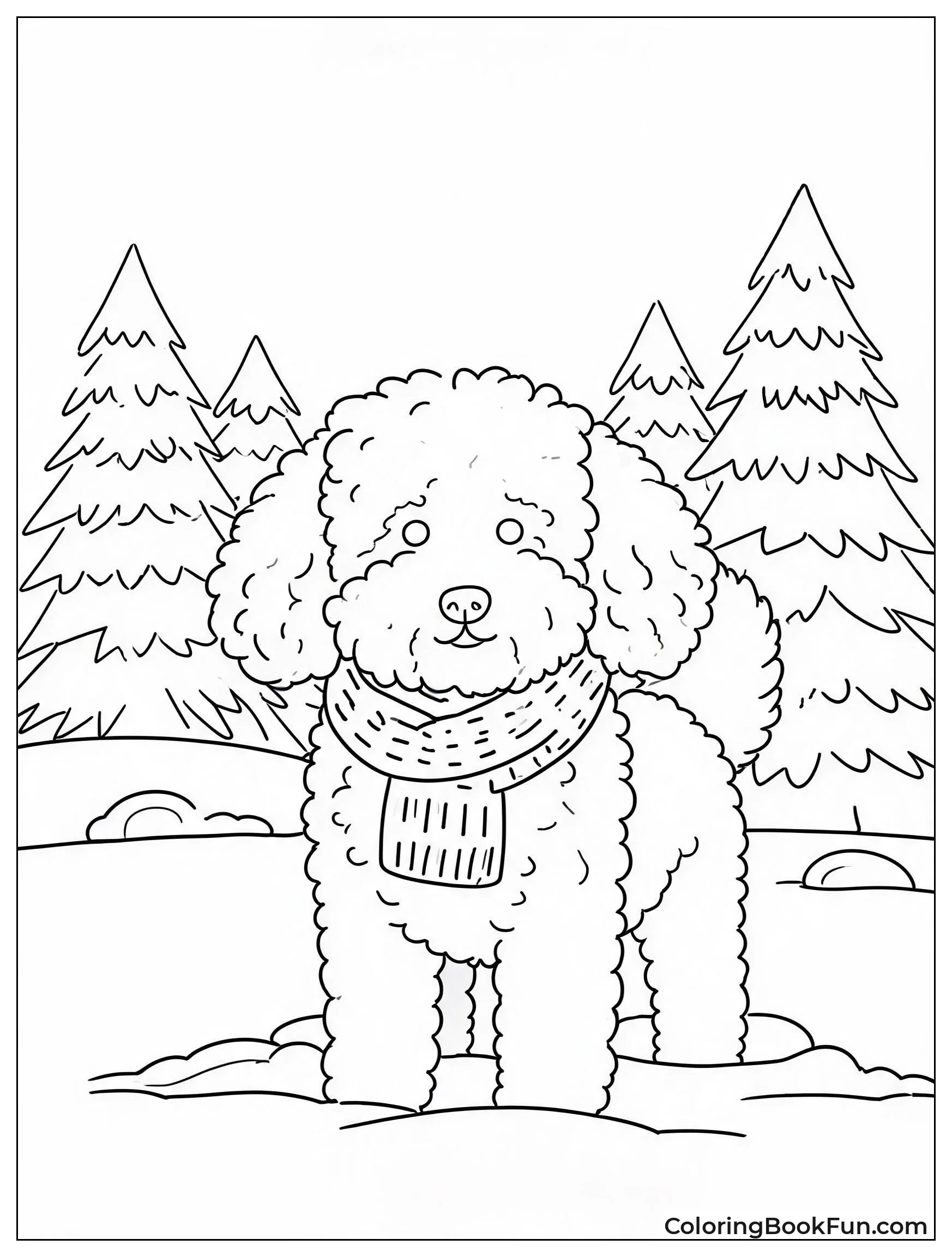 Dog Wears Scarf in Snow