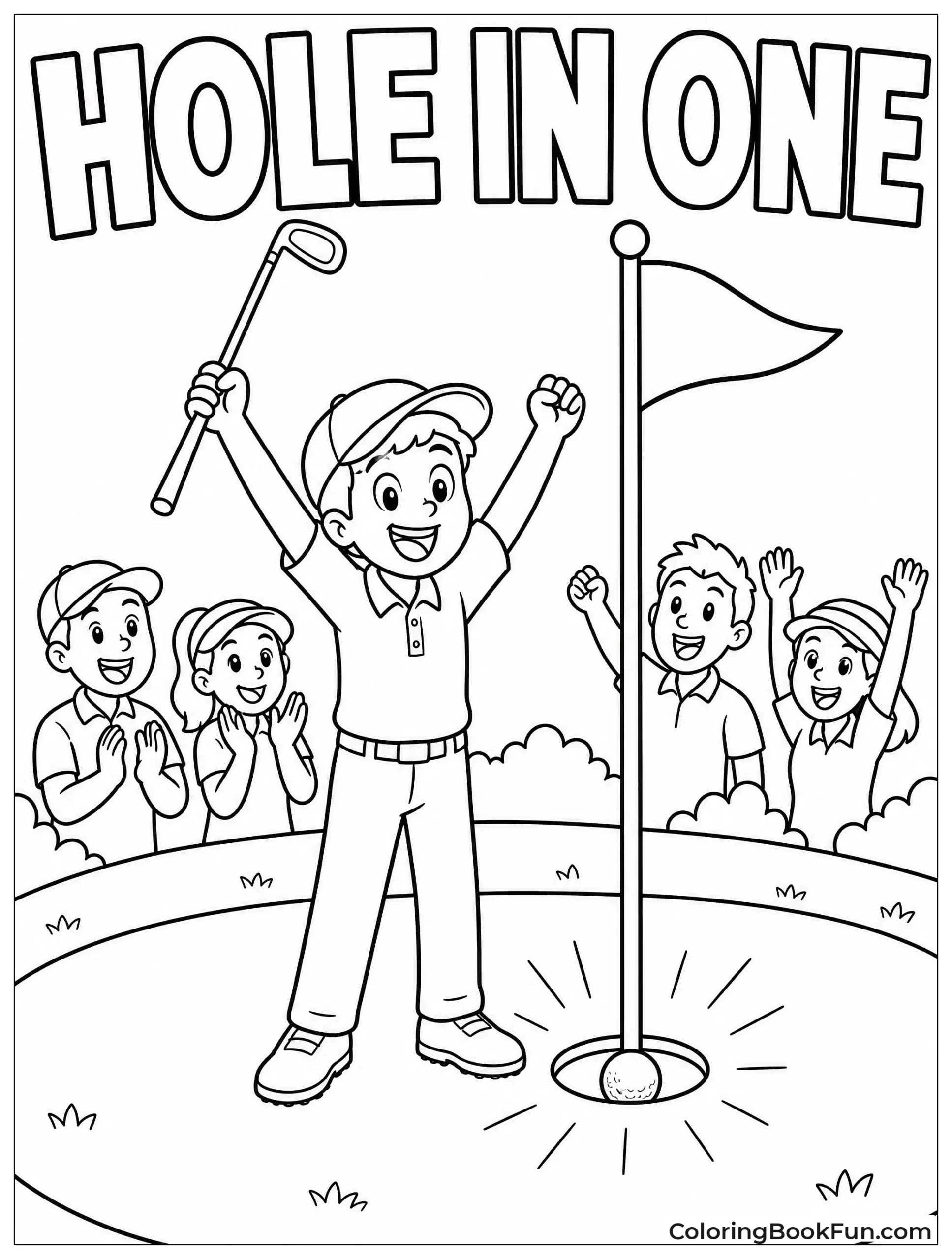 Golfer Celebrates a Hole in One
