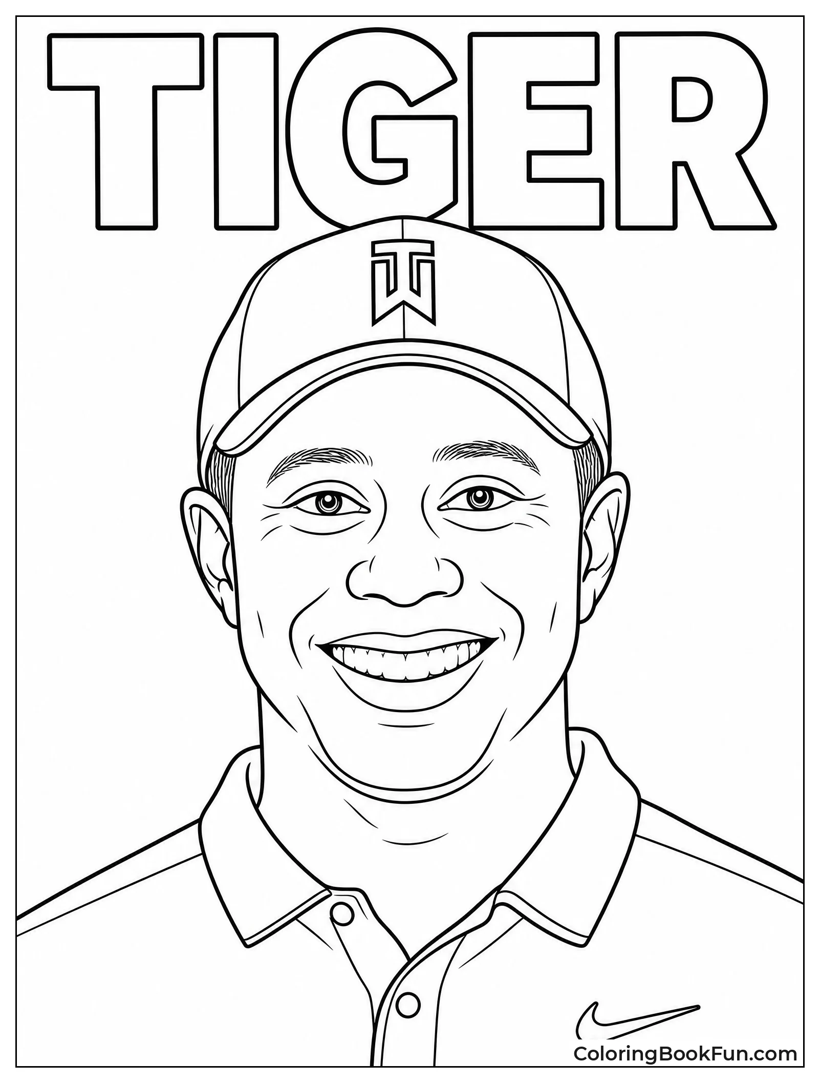 Tiger Woods Smiles in Red Shirt