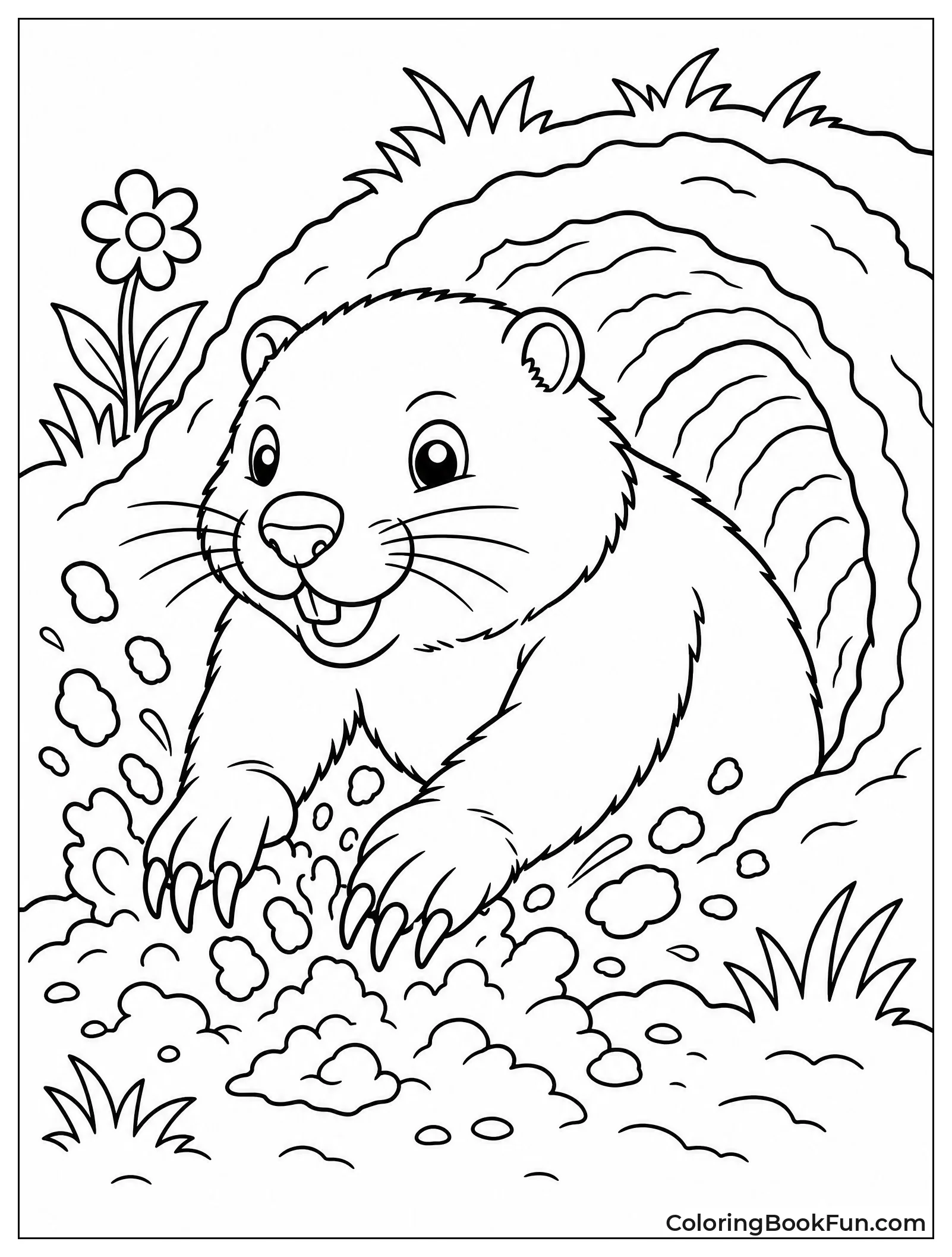 Groundhog Digging a New Burrow