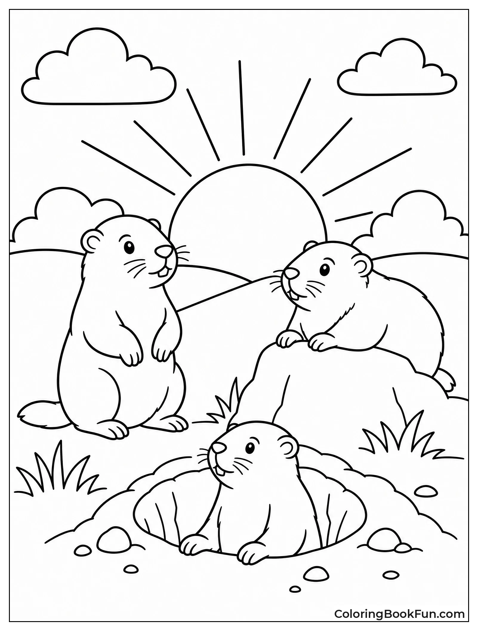 Groundhogs in Silhouette at Sunset