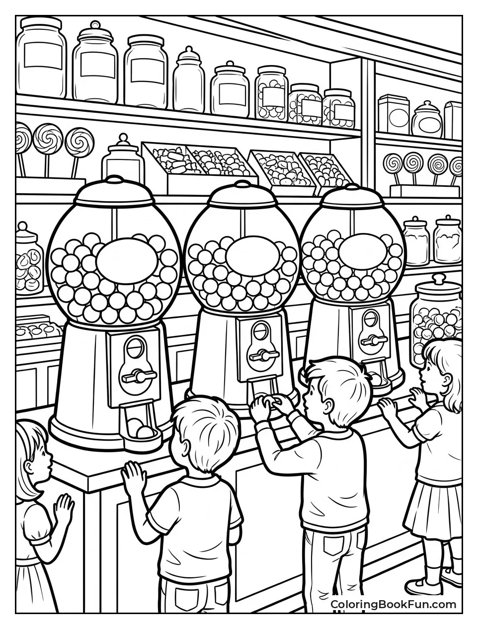Machines Line Candy Store Shelves