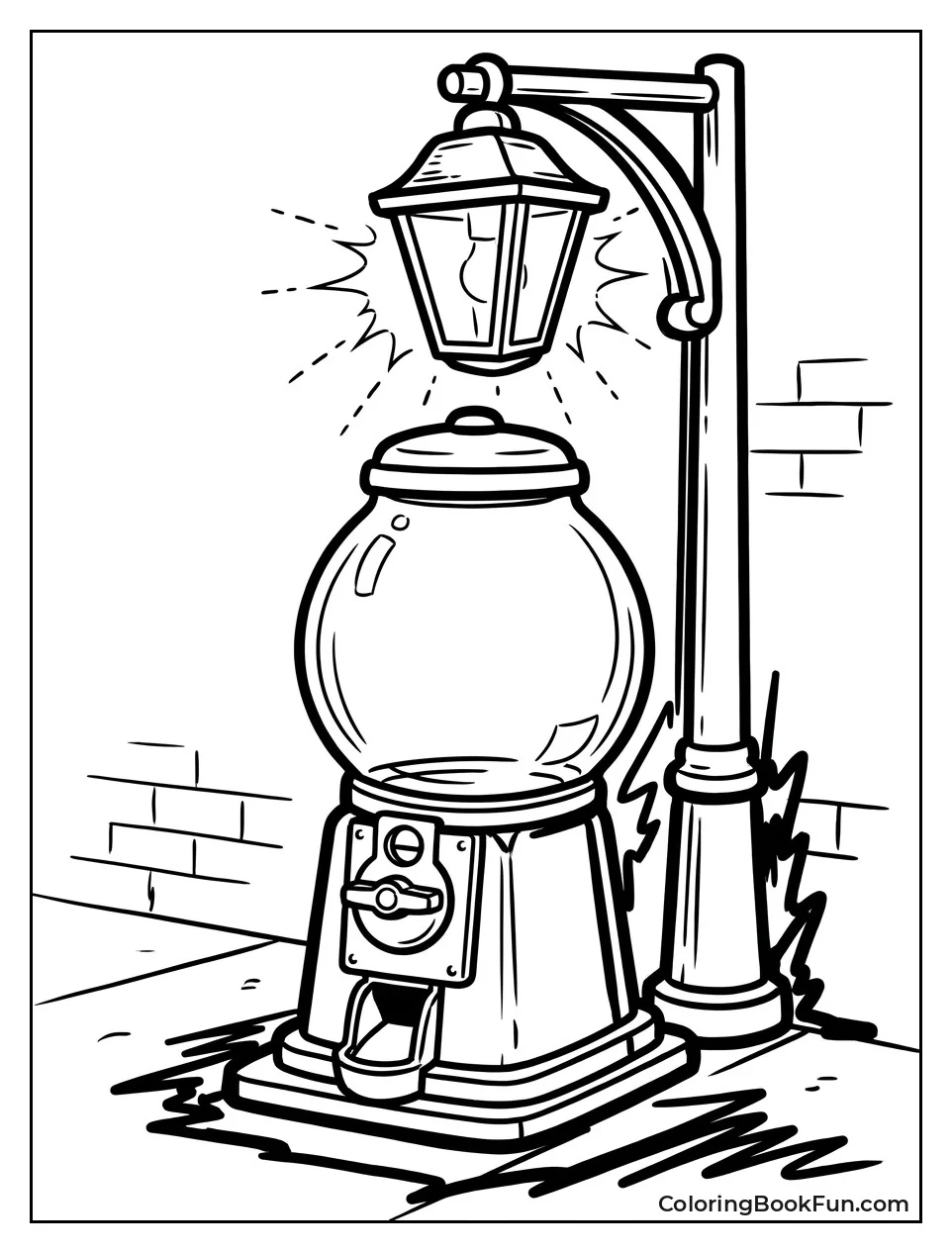 Machine Glows Under Streetlamp