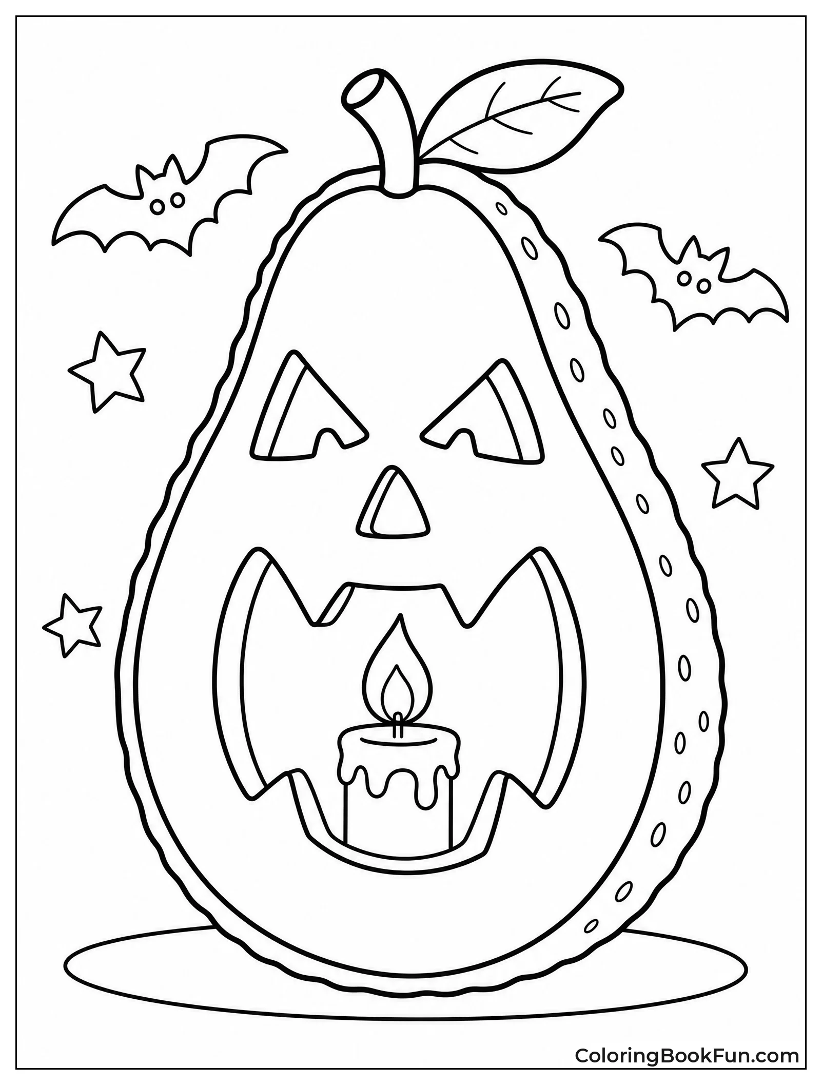 Avocado Carved as Jack-o-Lantern