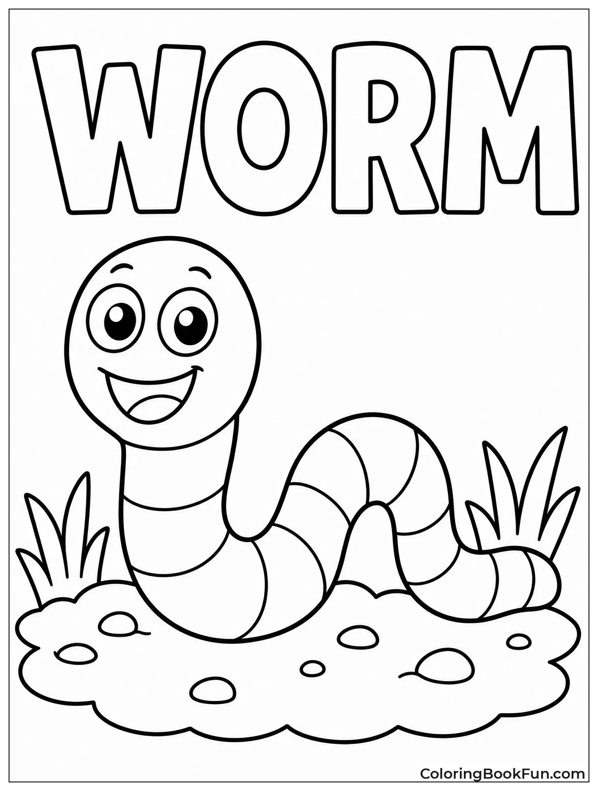 Happy Worm Smiles In Garden