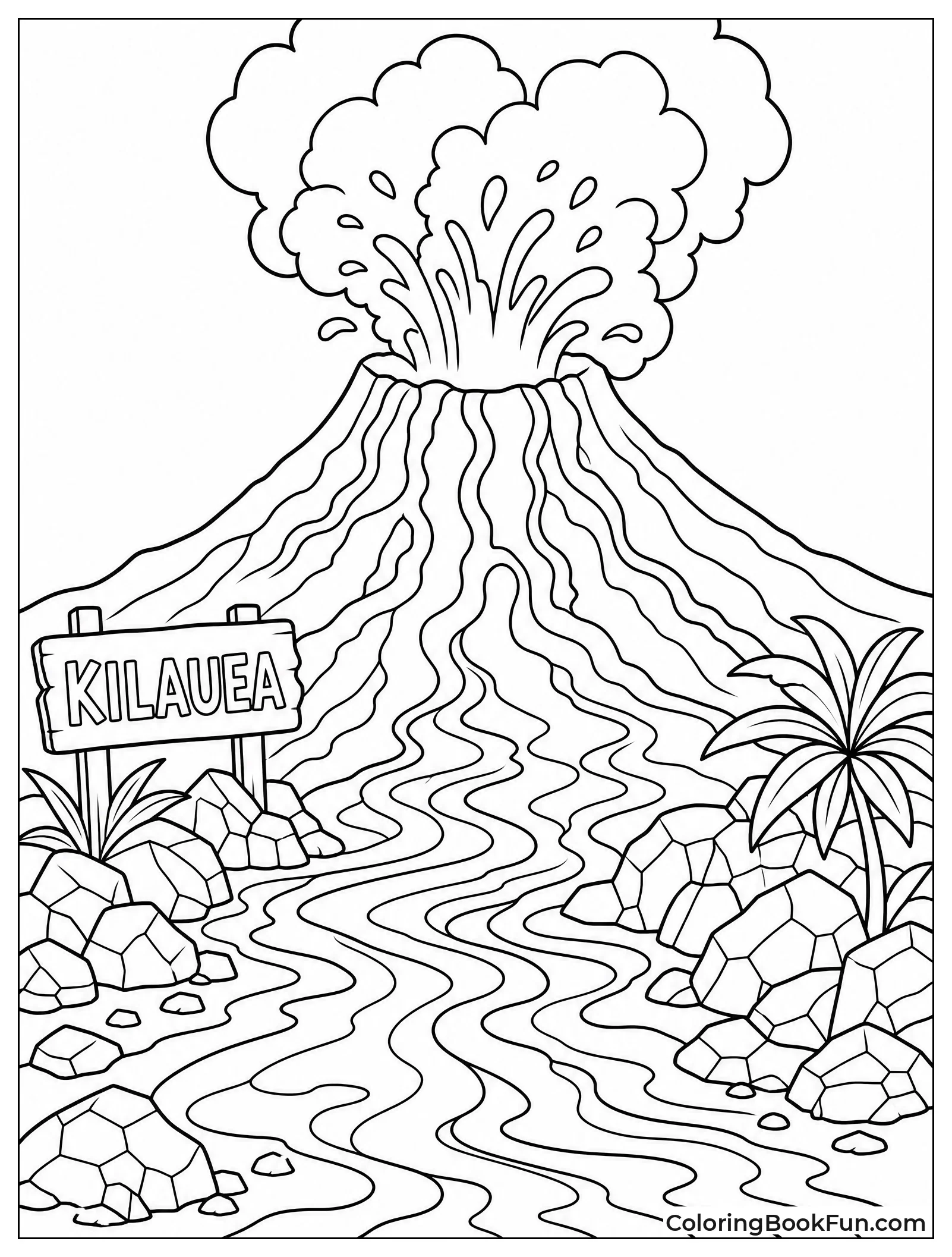 Lava Flows from Erupting Volcano