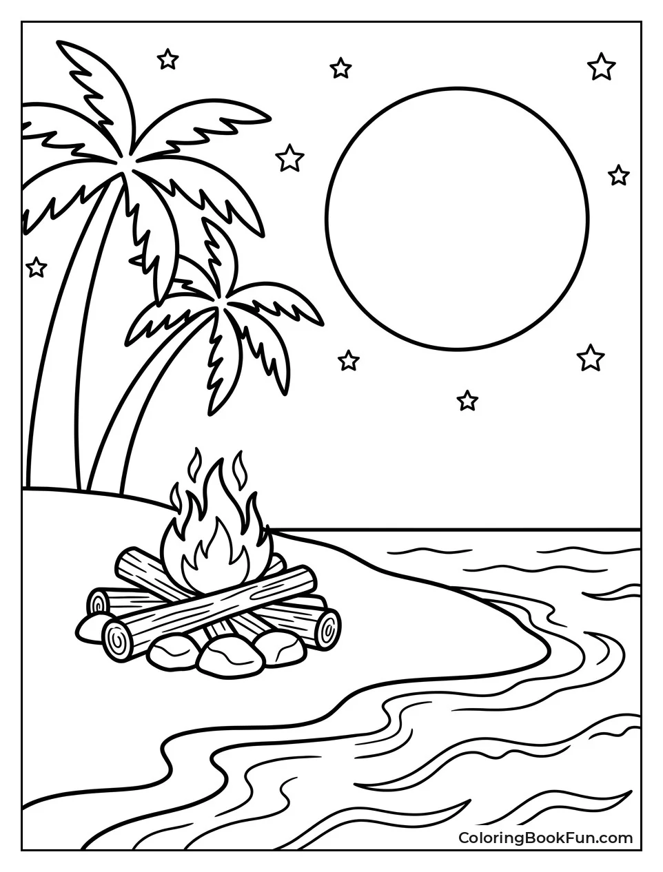 Bonfire Burns on Beach