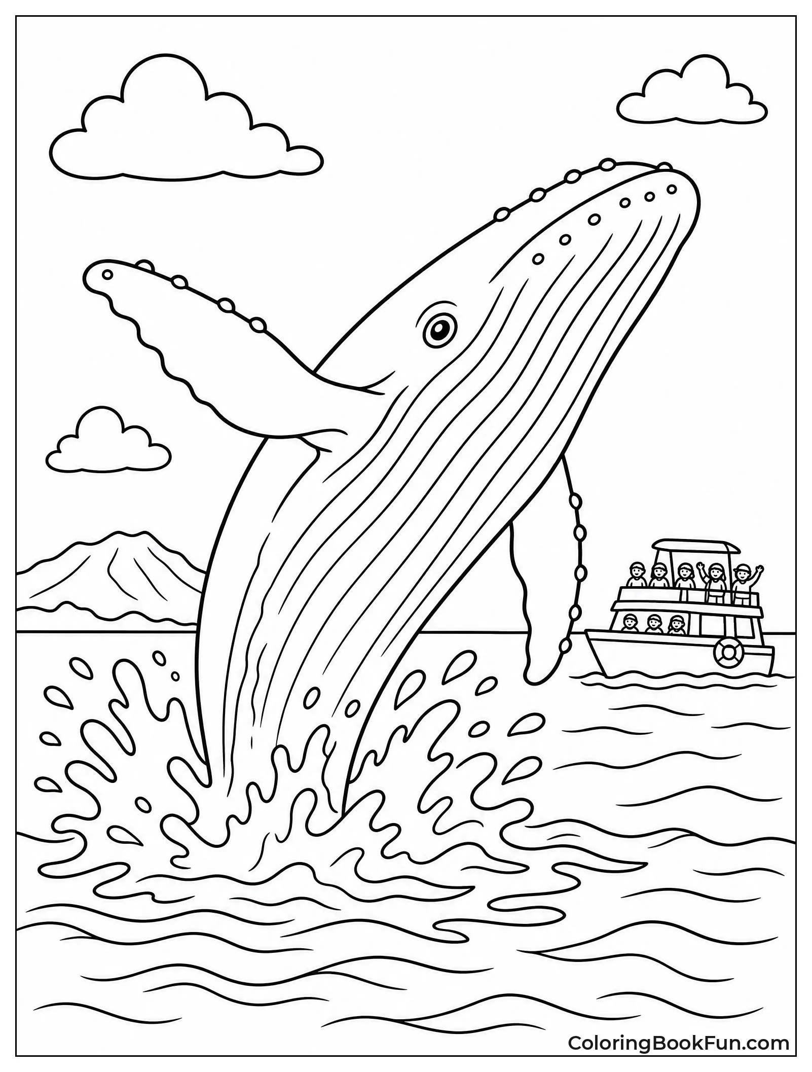 Whale Breaches near Tour Boat