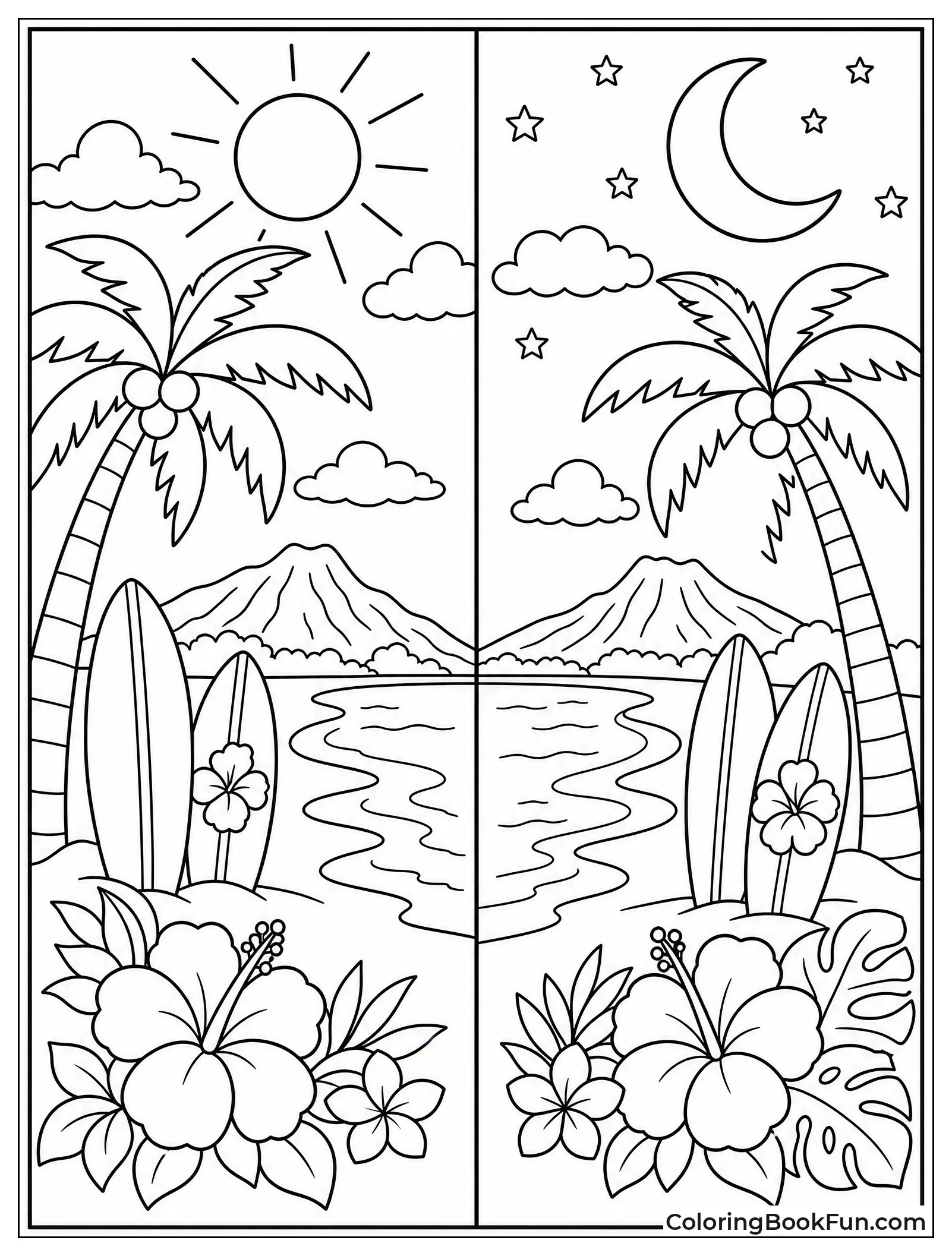 Beach in Day and Night