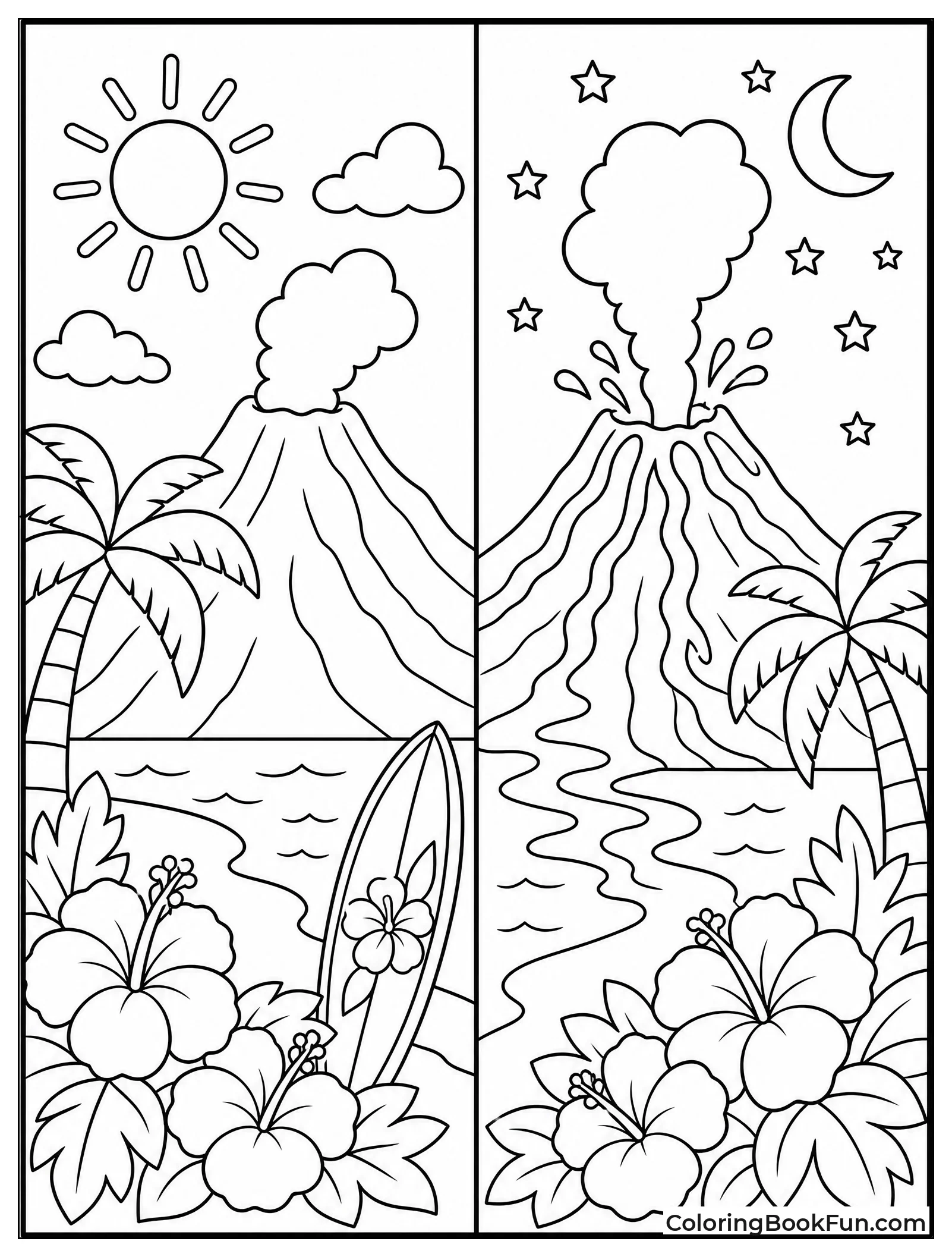Volcano View in Day and Night