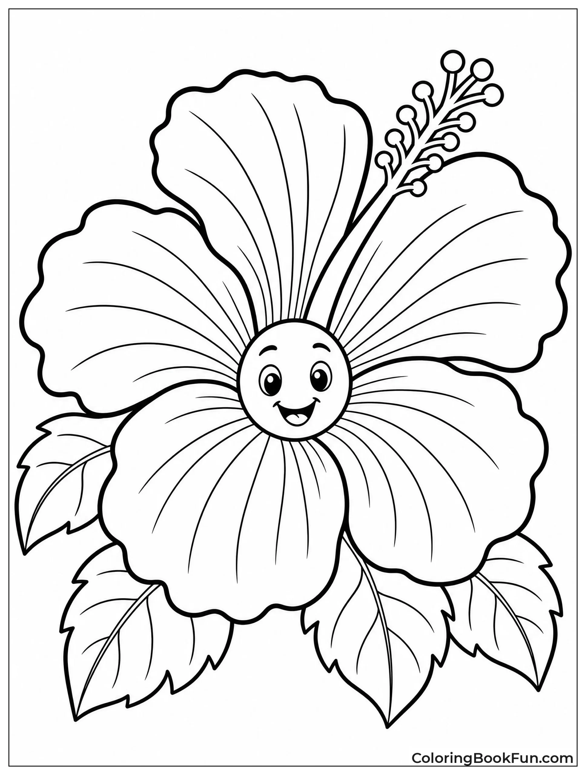 Smiling Hibiscus Flower Shows Face