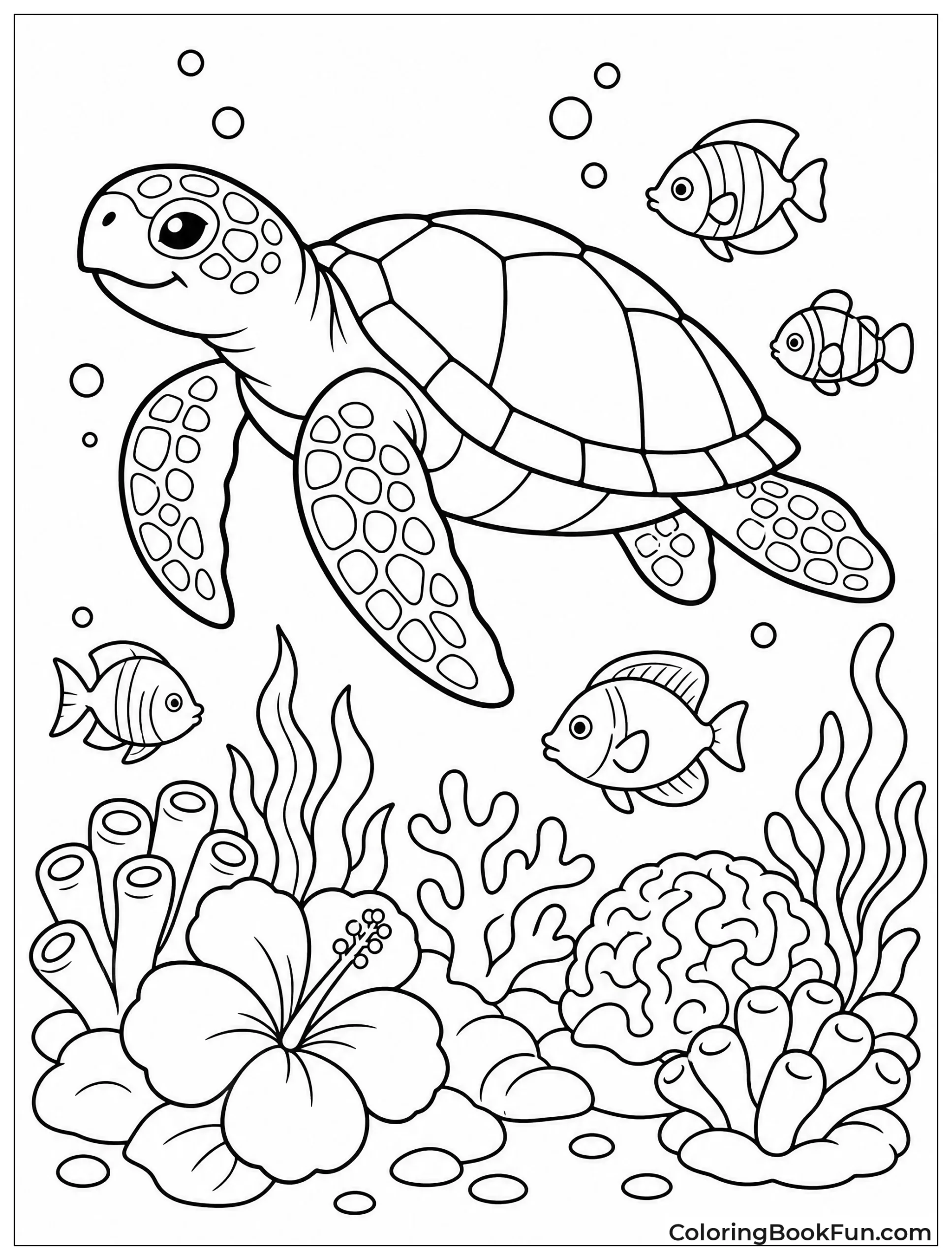 Turtle Glides over Coral Reef