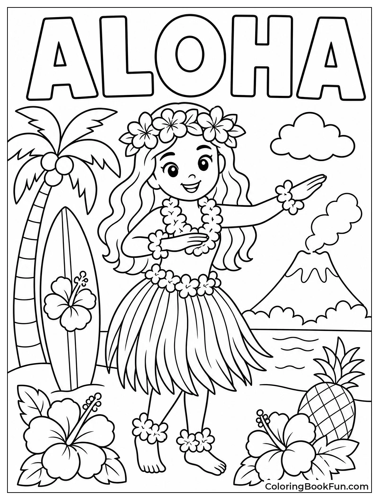 Girl Dances Graceful Hula