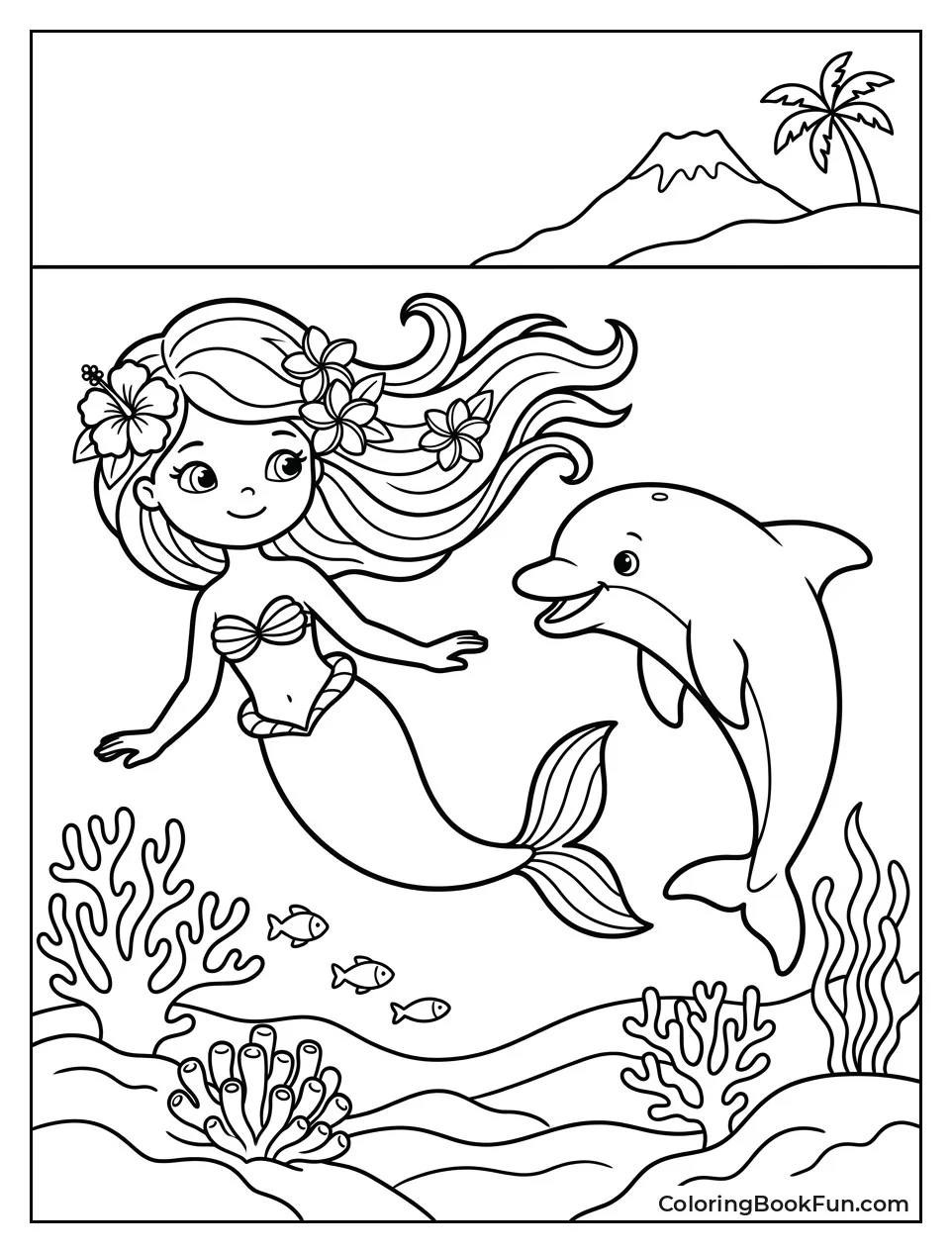 Mermaid Swims Beside Friendly Dolphin