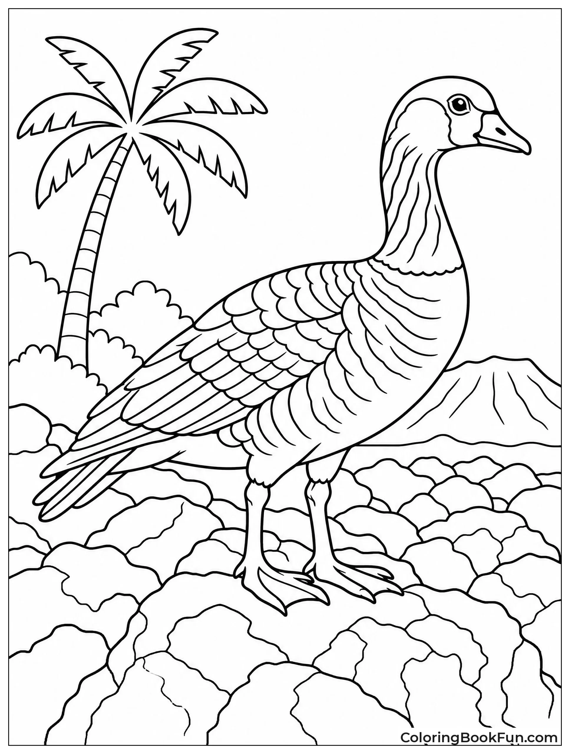 Nene Goose Stands on Rocks