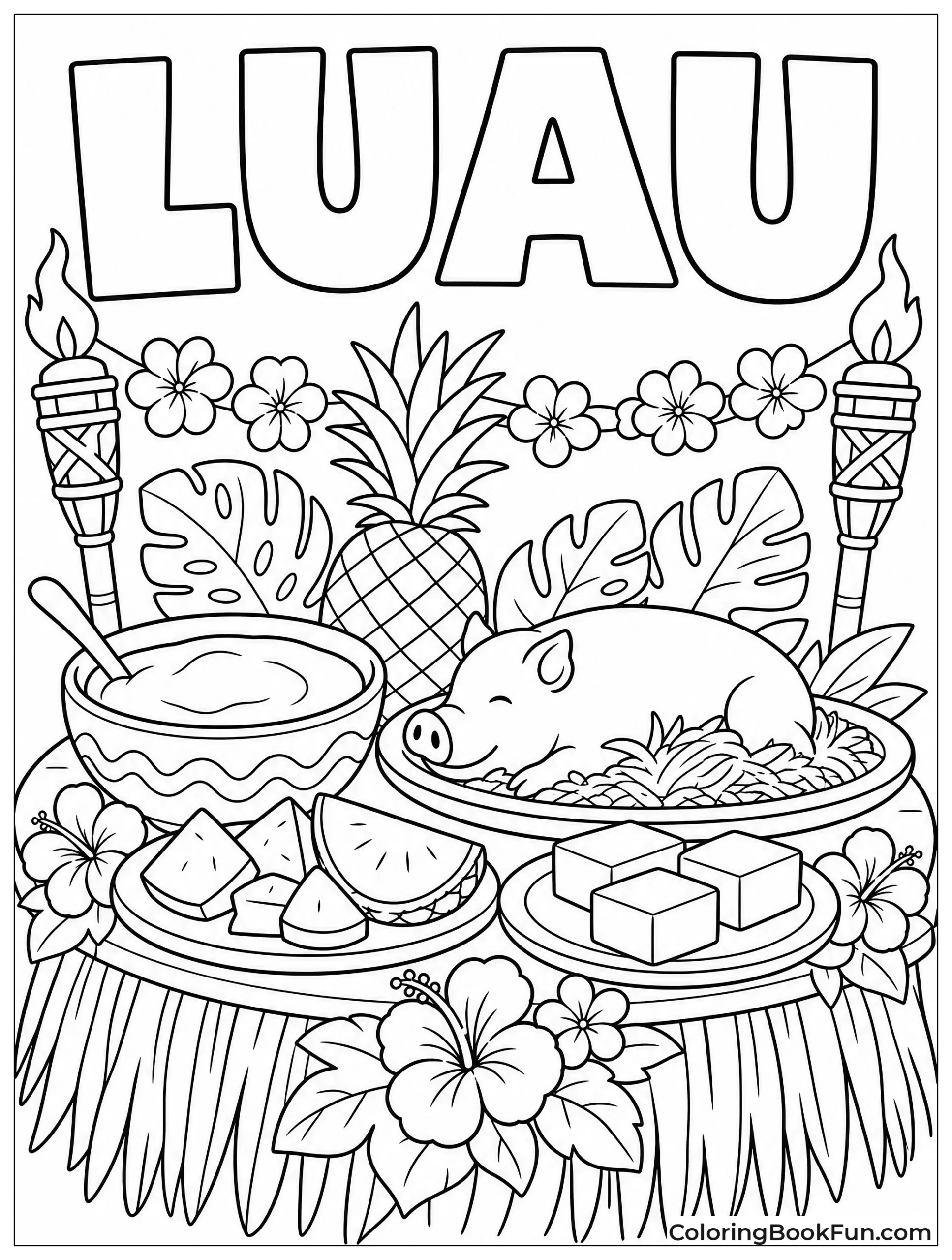Festive Luau Feast with Food