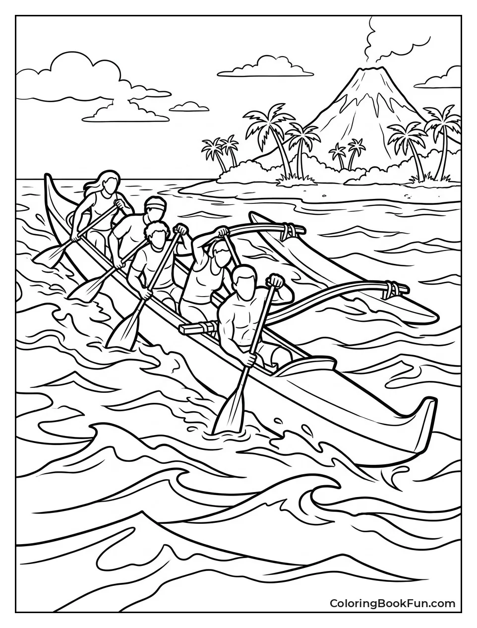 Paddlers Race Outrigger Canoe